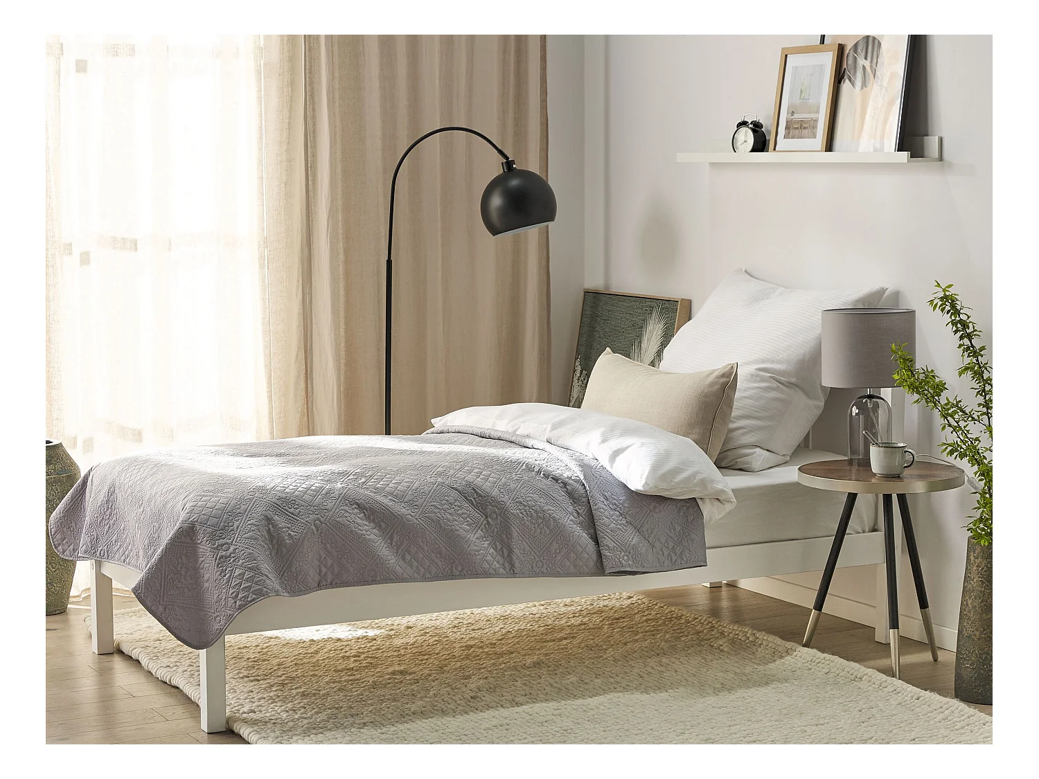 Couvre-lits ALAMUT Tissu 160 x 220 cm Gris Unicolore