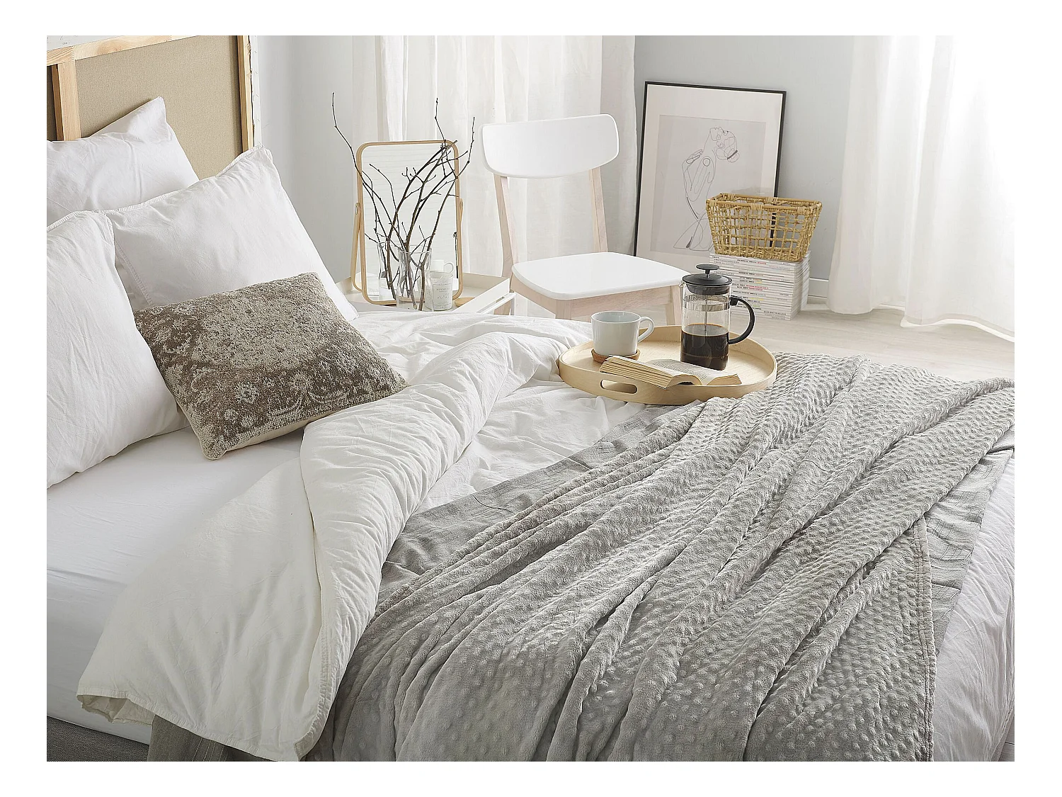 Warme Decke hellgrau 200 x 220 cm Samur