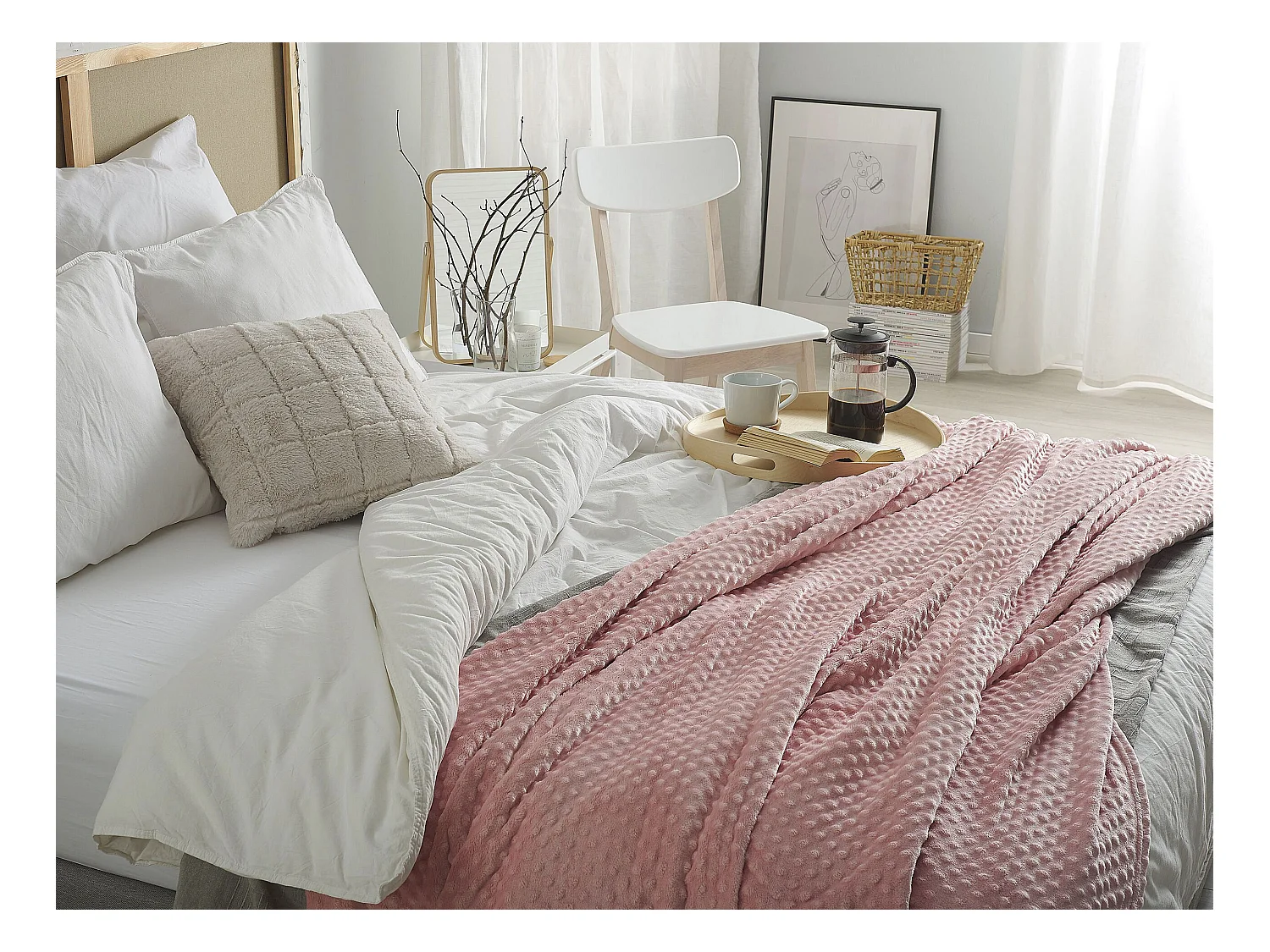 Koc SAMUR 200 x 220 cm Różowy