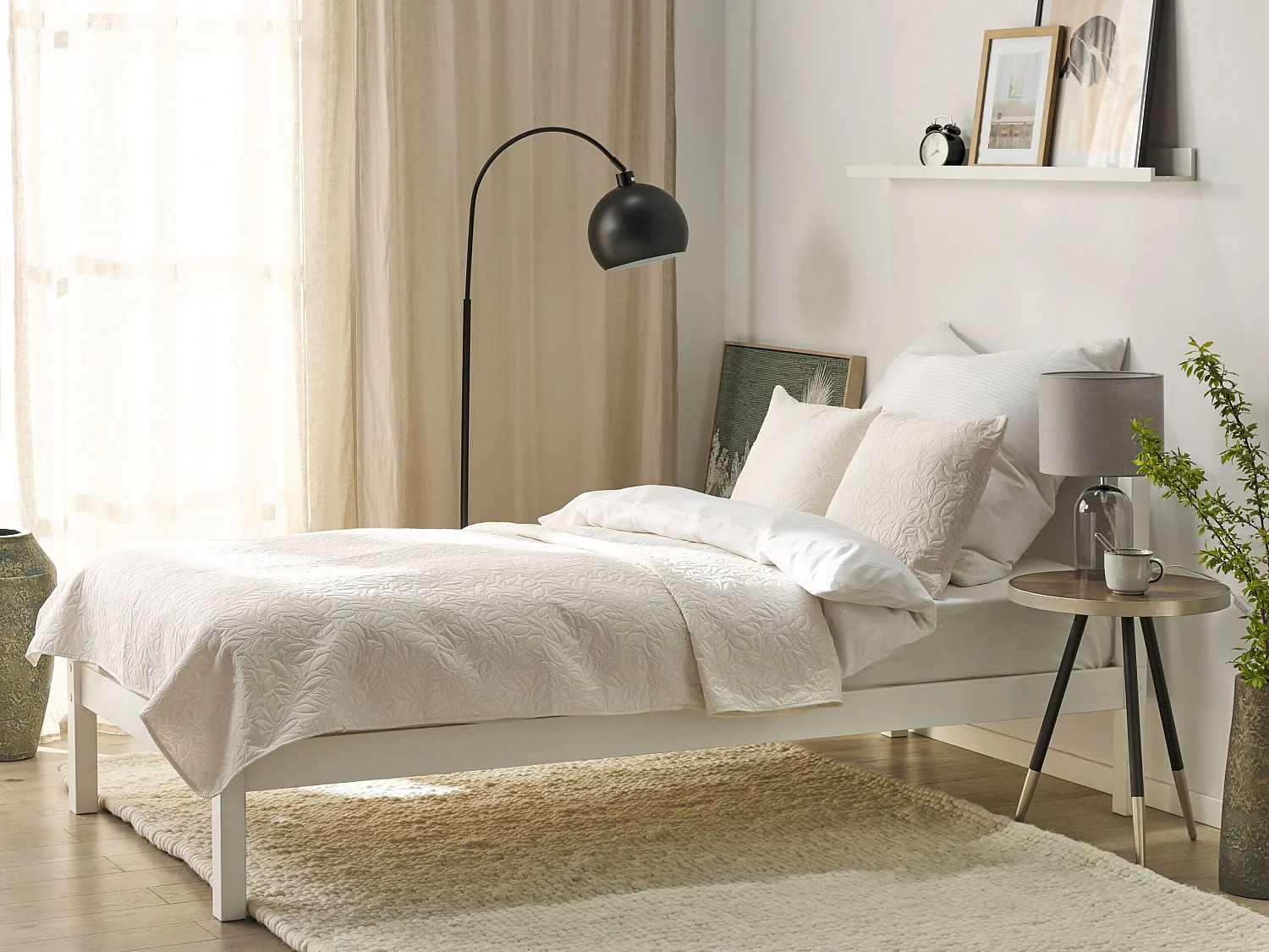 Tagesdecke mit Kissen RUDKHAN 160 x 220 cm Creme