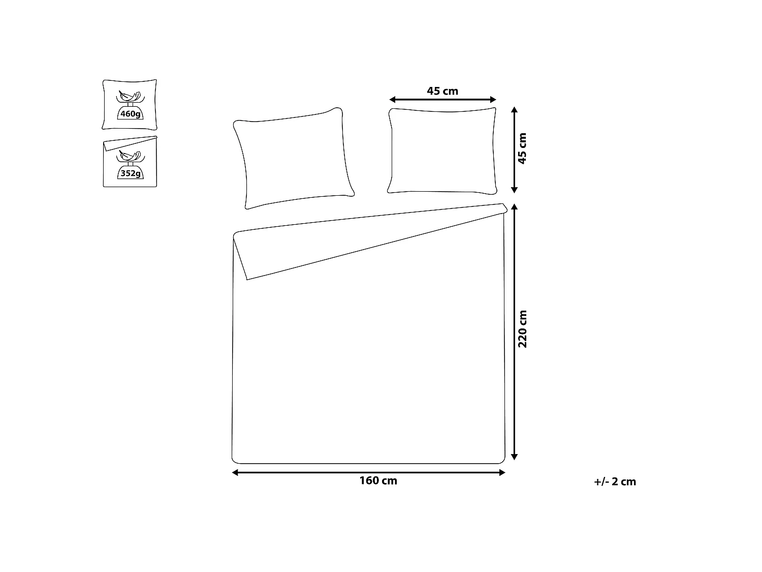 Tagesdecke mit Kissen RUDKHAN 160 x 220 cm Creme