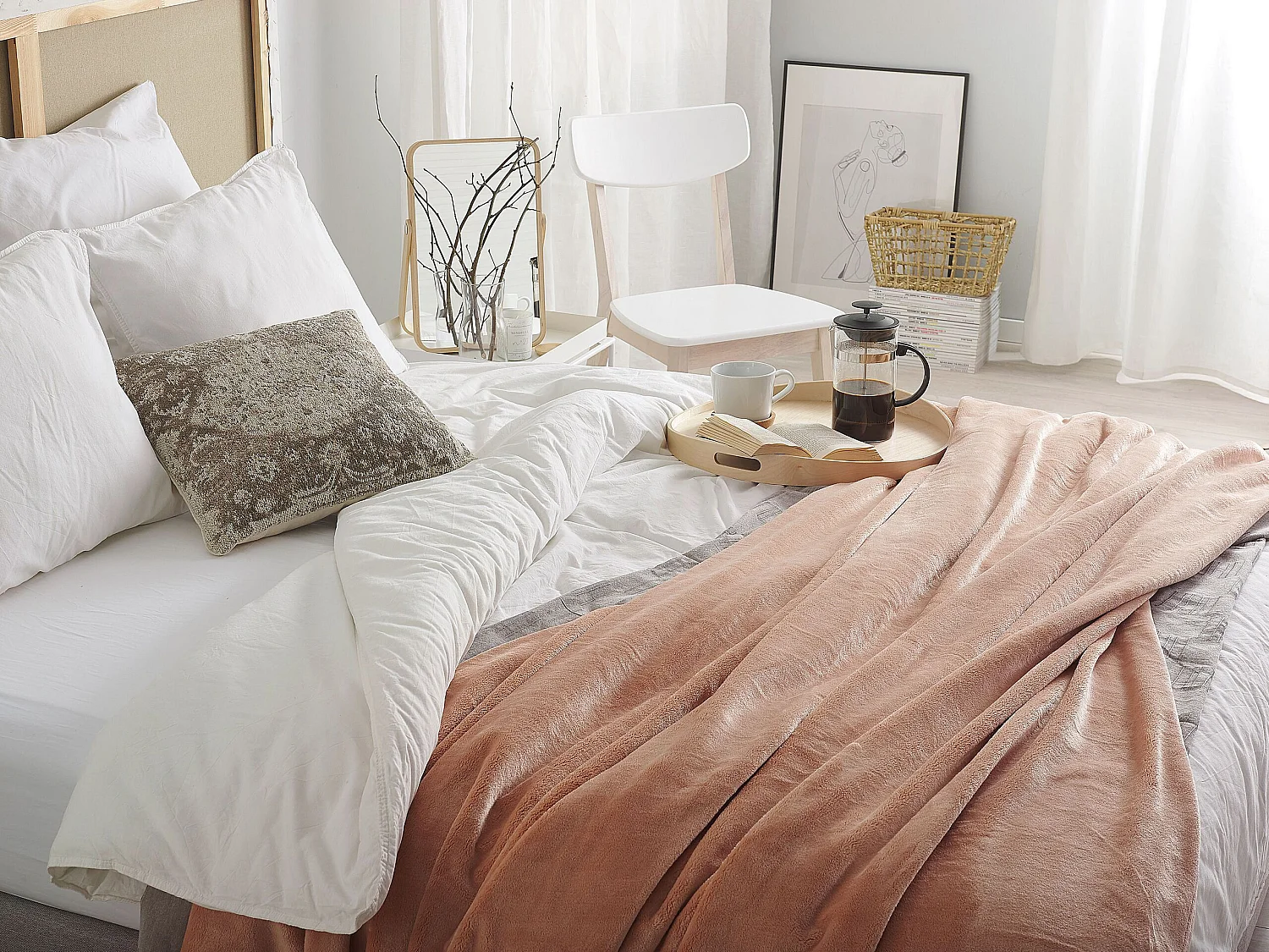 Couverture TERKE 200 x 220 cm Marron clair