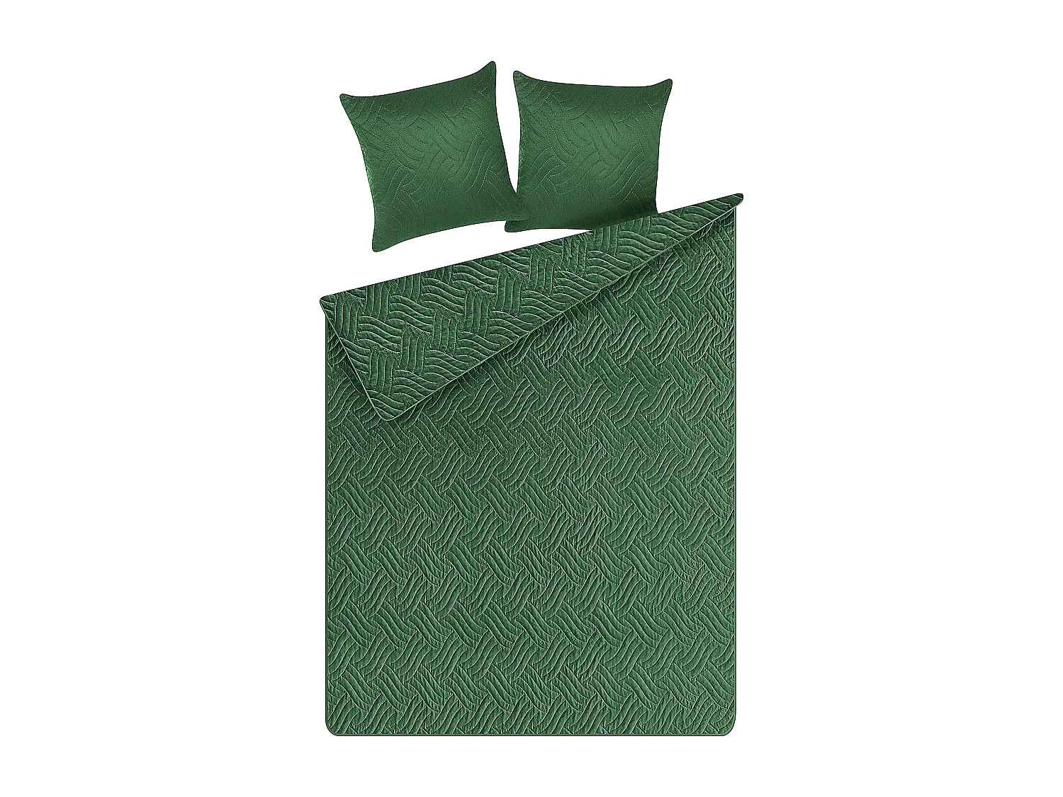 Tagesdecken Set grün 3-teilig mit 2 Dekokissen Prägemuster 140 x 210 cm Babak