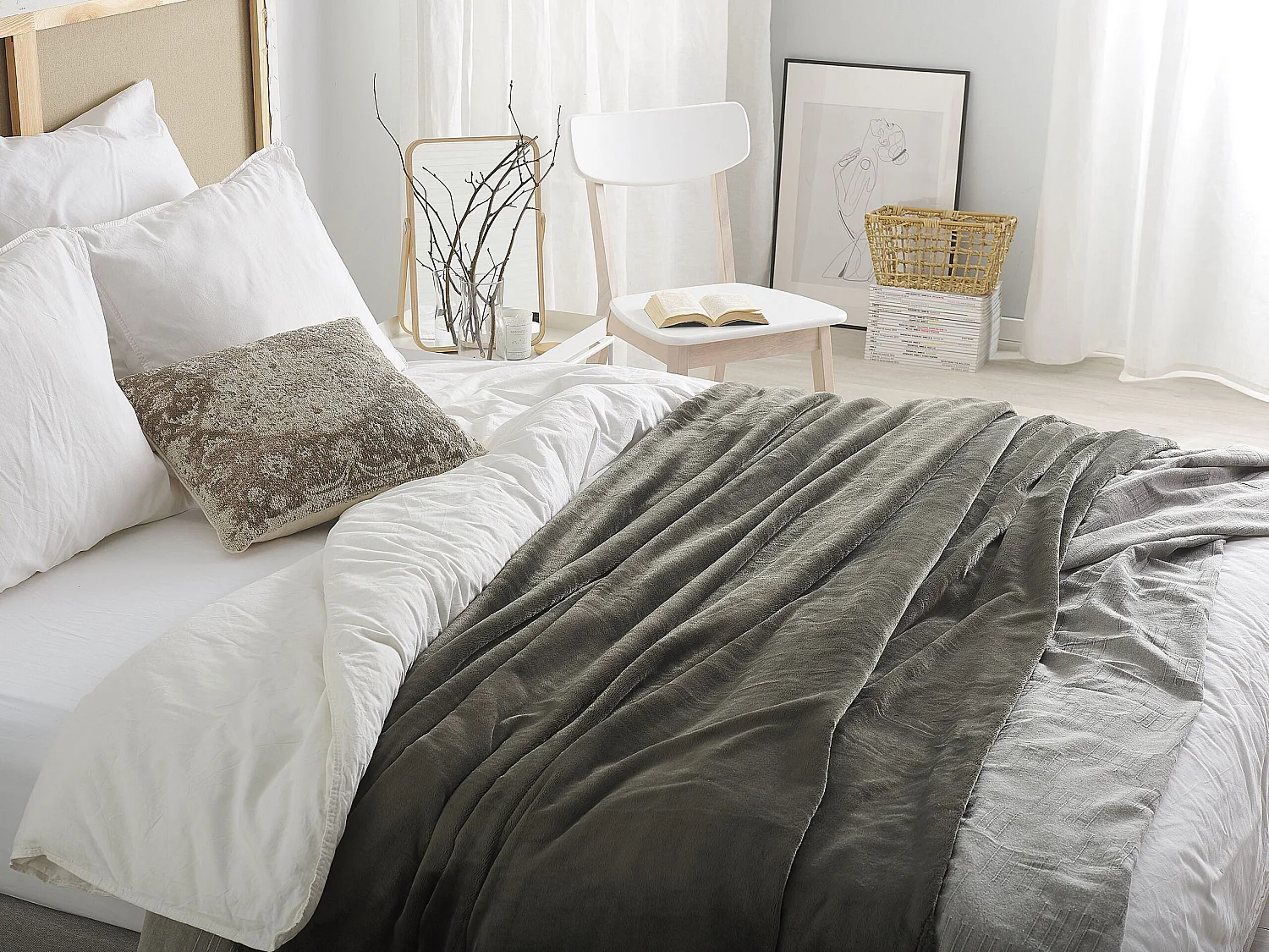 Couverture TERKE 200 x 220 cm Gris foncé