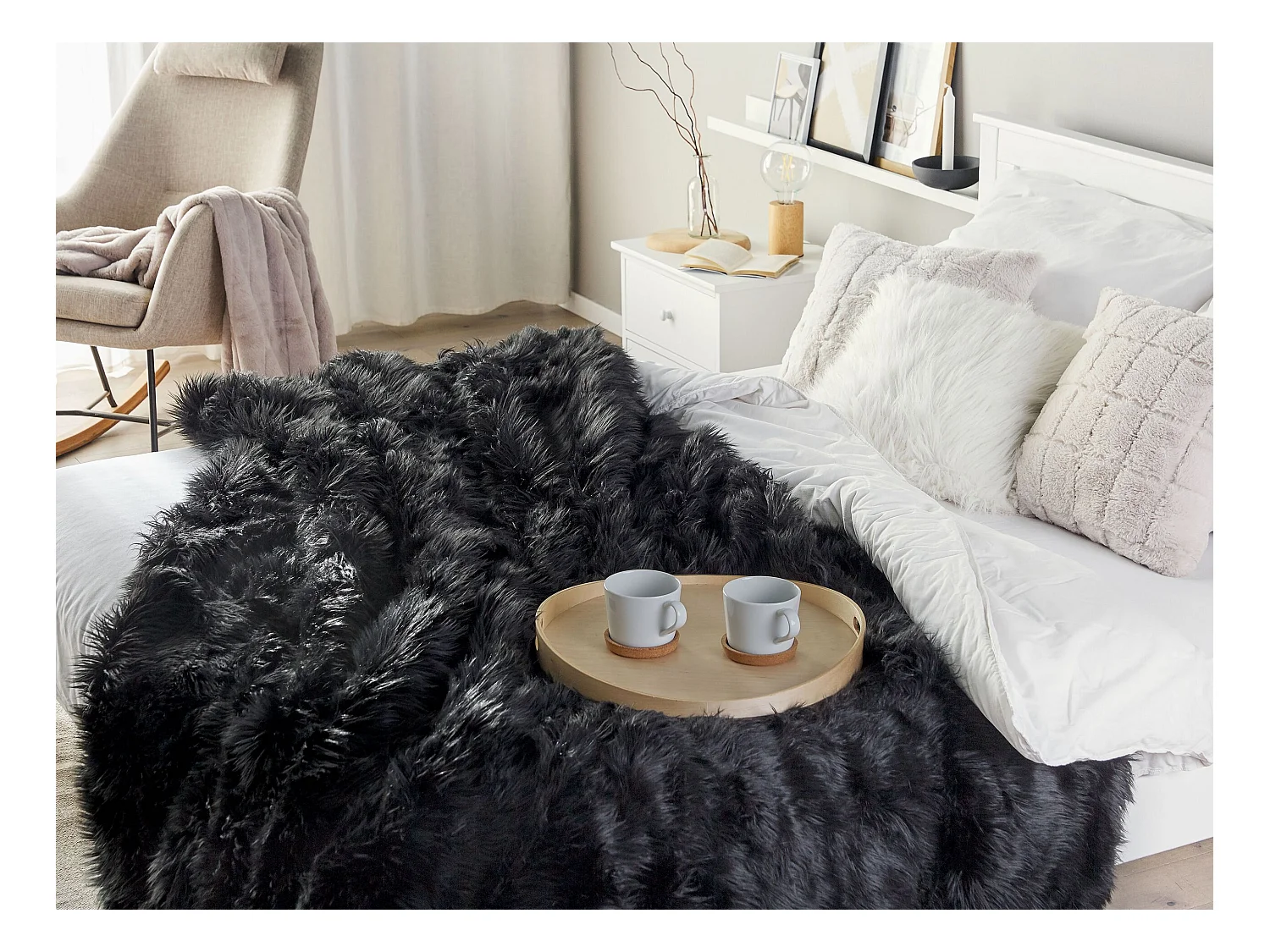 Sprei DELICE Stof 200 x 220 cm Zwart