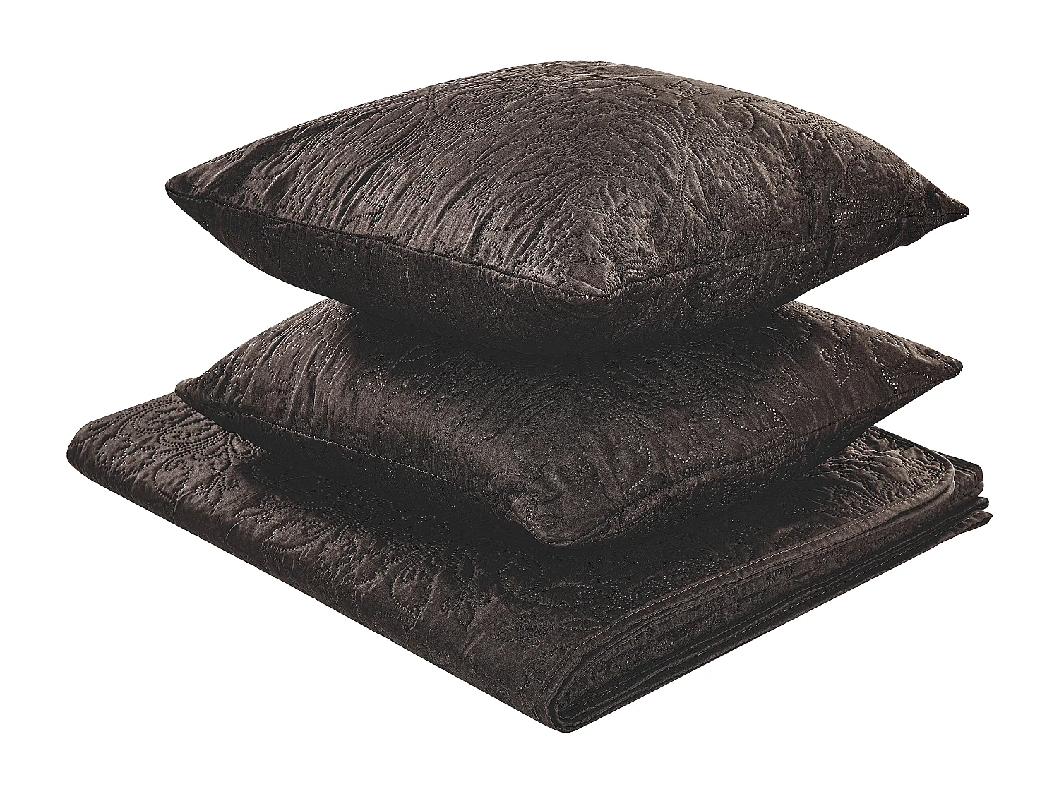 Couvre-lits avec coussins RAYEN 160 x 220 cm Marron