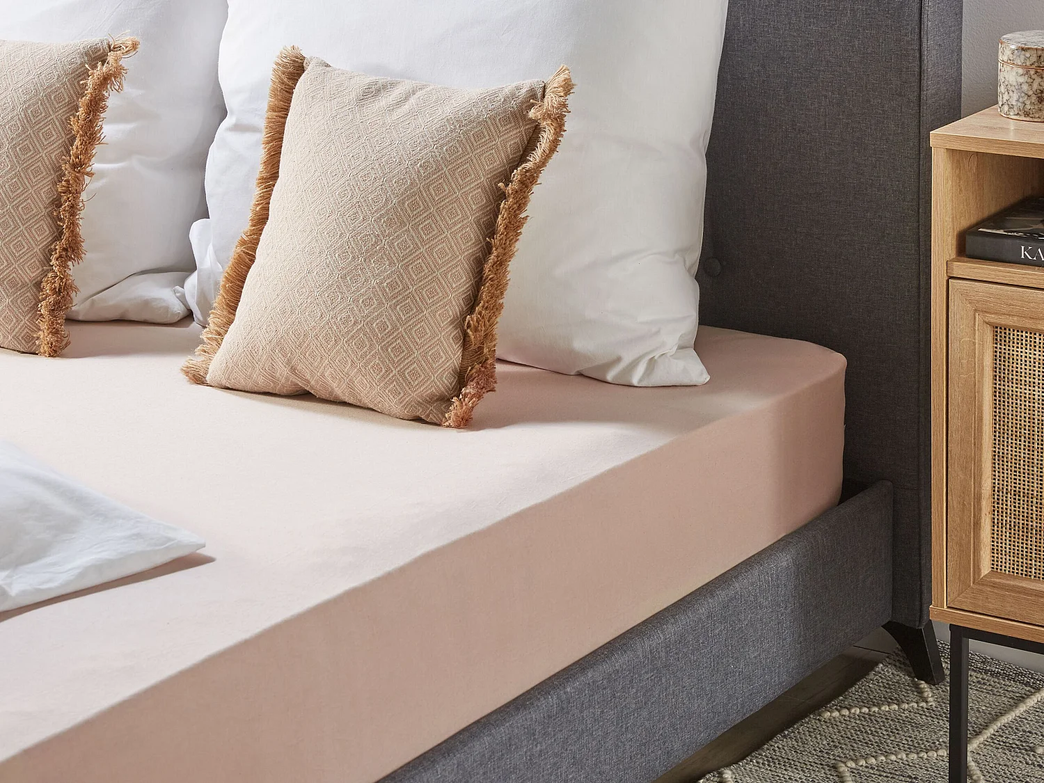 Fitted Sheet HOFUF Cotton 160 x 200 cm Beige