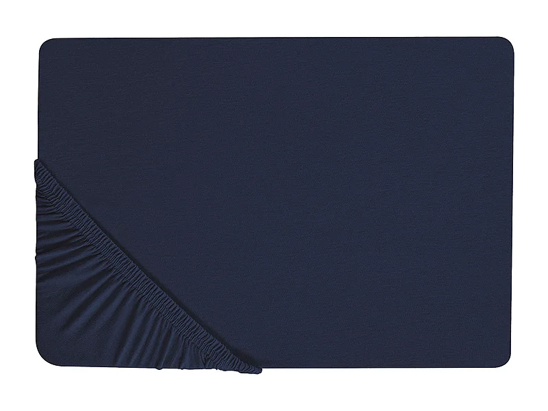 Drap housse HOFUF Coton 90 x 200 cm Bleu marine