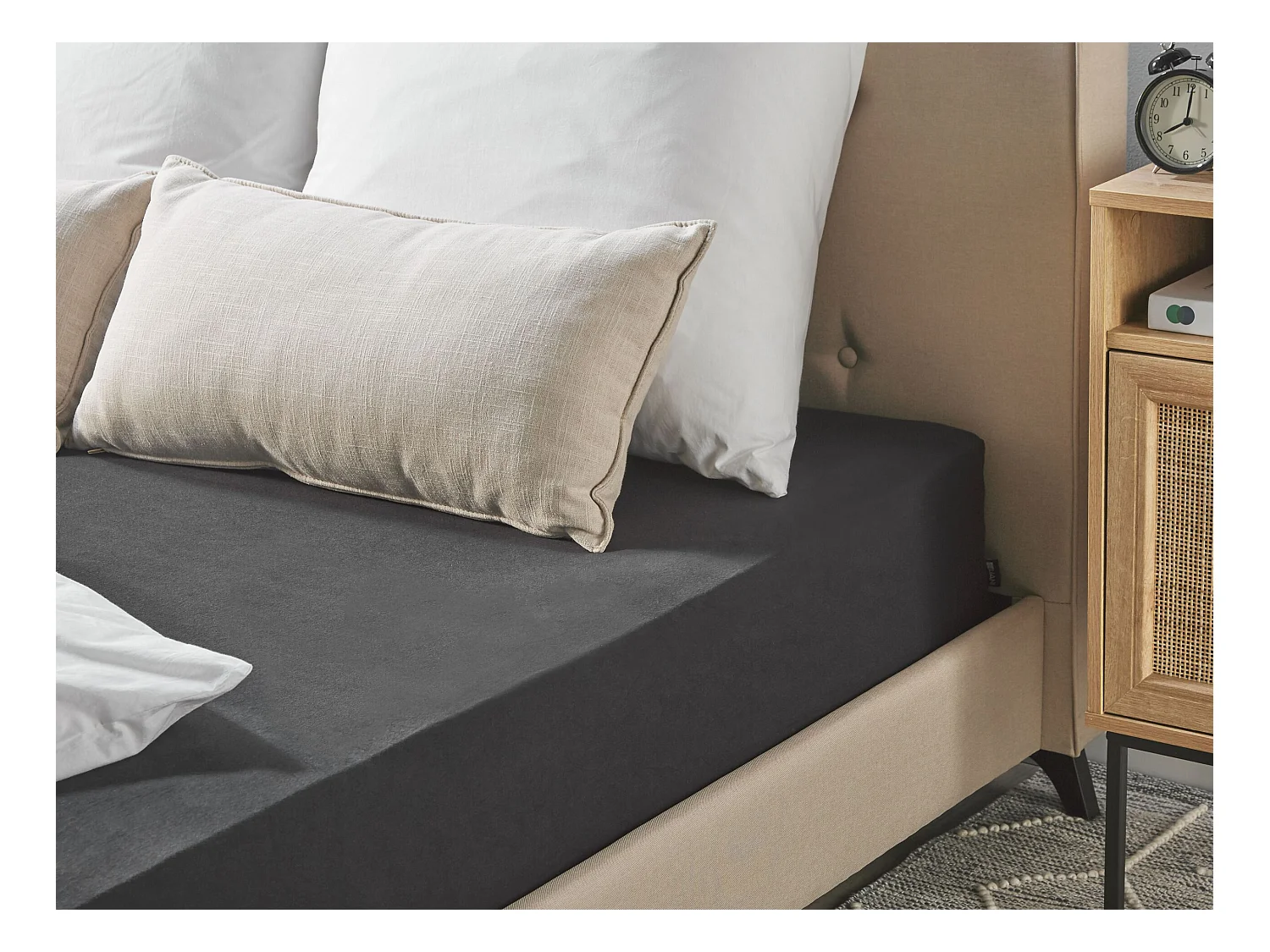 Drap housse HOFUF Coton 90 x 200 cm Noir