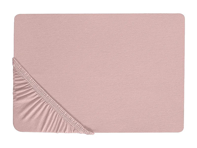 Spannbettlaken rosa Baumwolle mit Gummizug Spannbetttuch 90 x 200 cm Hofuf