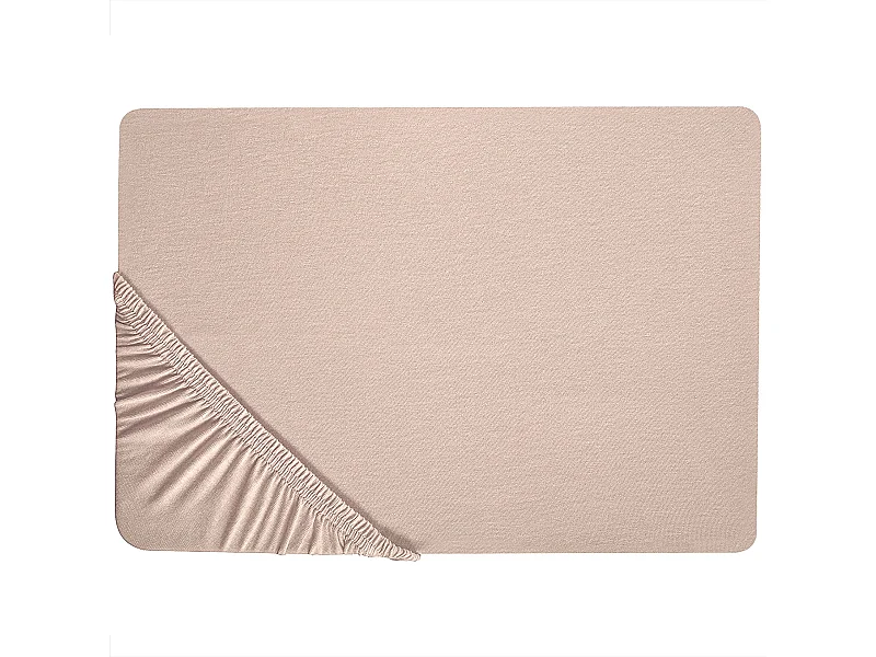 Spannbettlaken beige Baumwolle mit Gummizug Spannbetttuch 140 x 200 cm Hofuf