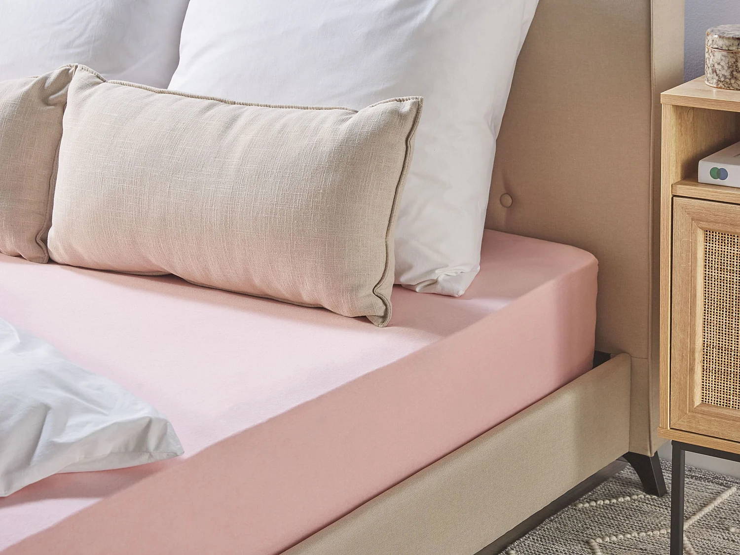 Fitted Sheet HOFUF Cotton 160 x 200 cm Pink