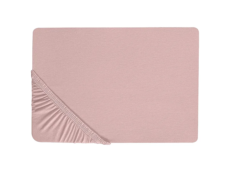 Spannbettlaken rosa Baumwolle mit Gummizug Spannbetttuch 180 x 200 cm Hofuf