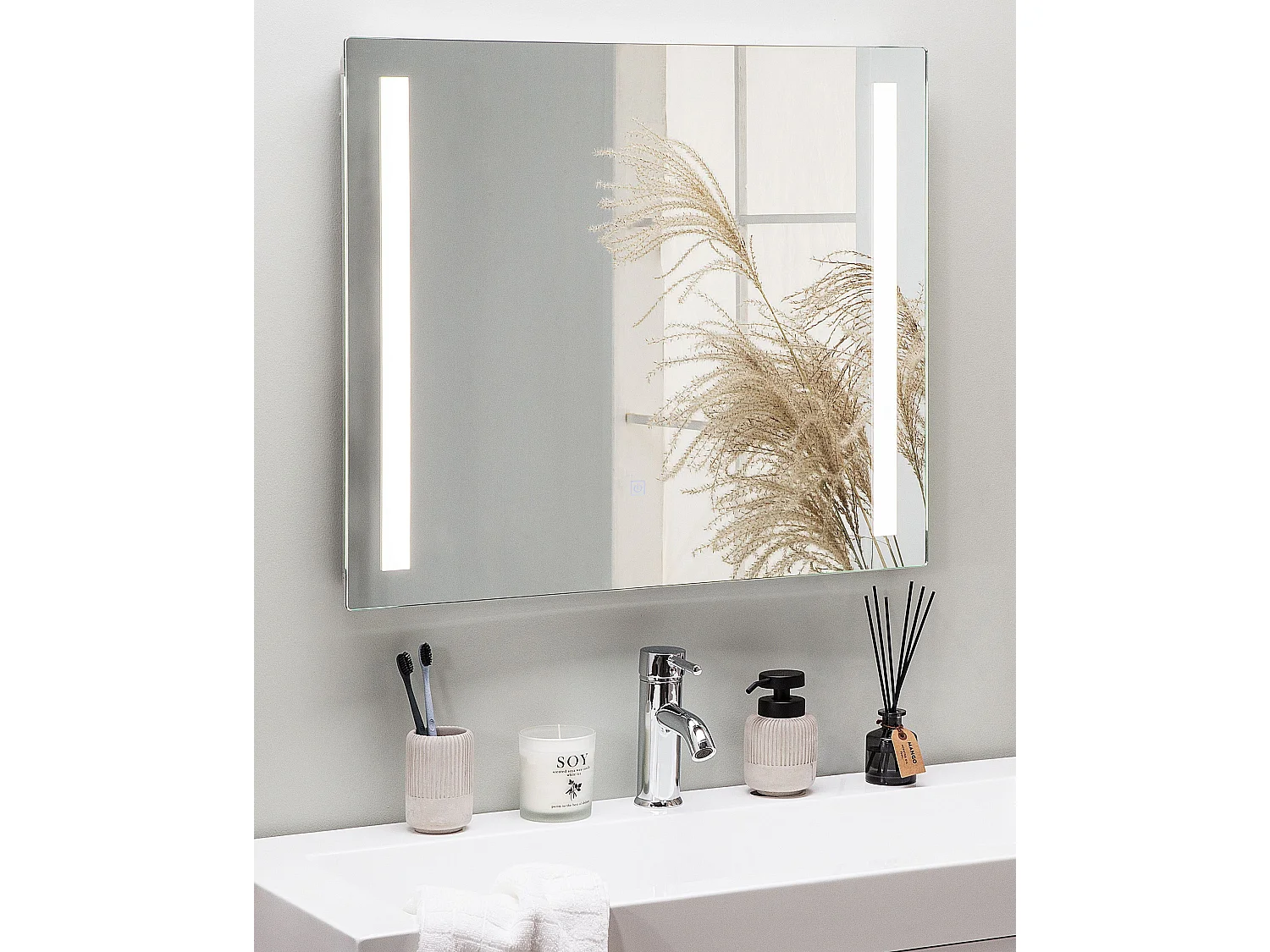 LED Bathroom Mirror LIRAC 70 cm 60 cm Silver