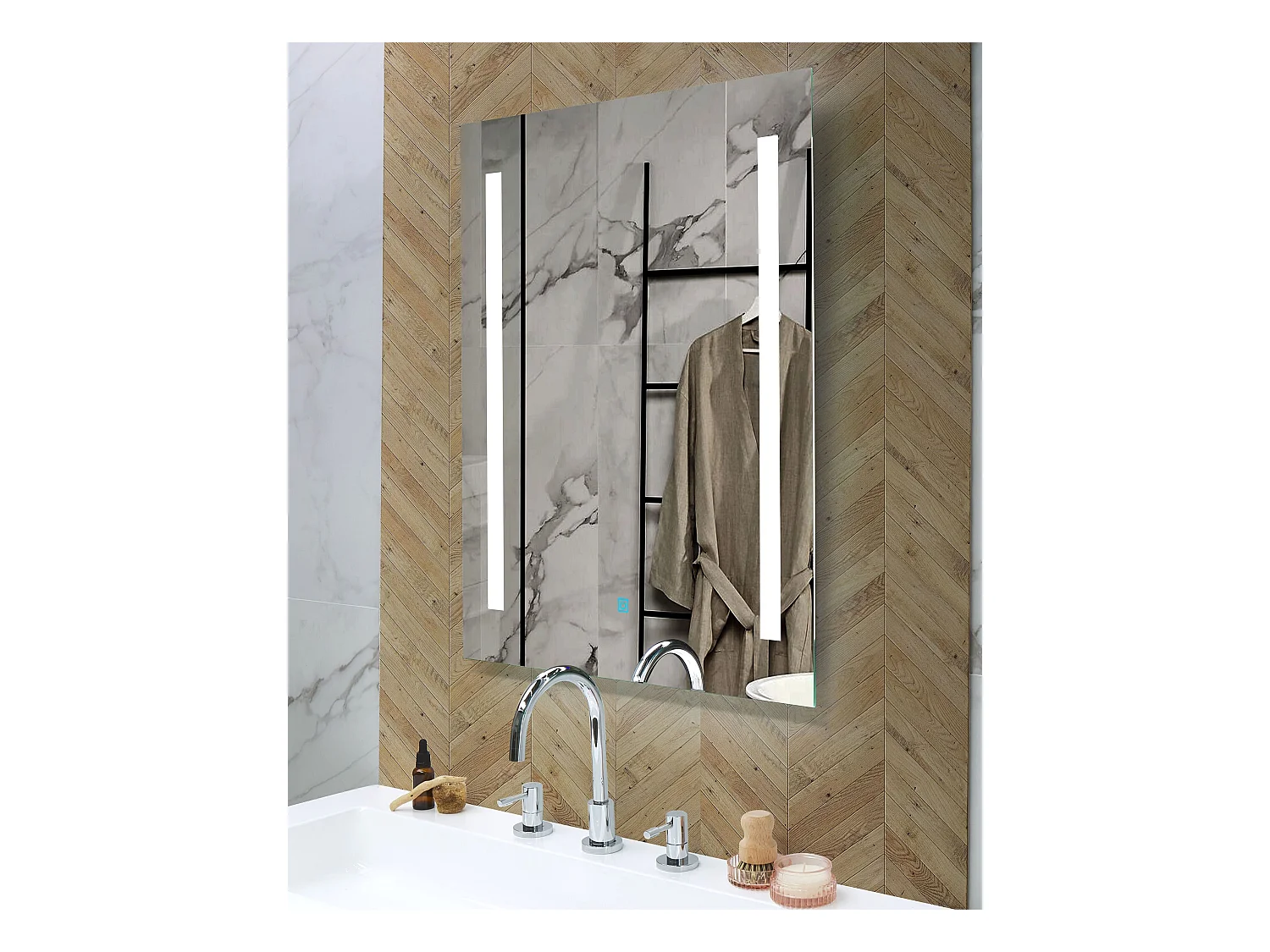 Miroir de salle de bain LED MARTINET 60 cm 80 cm Argenté
