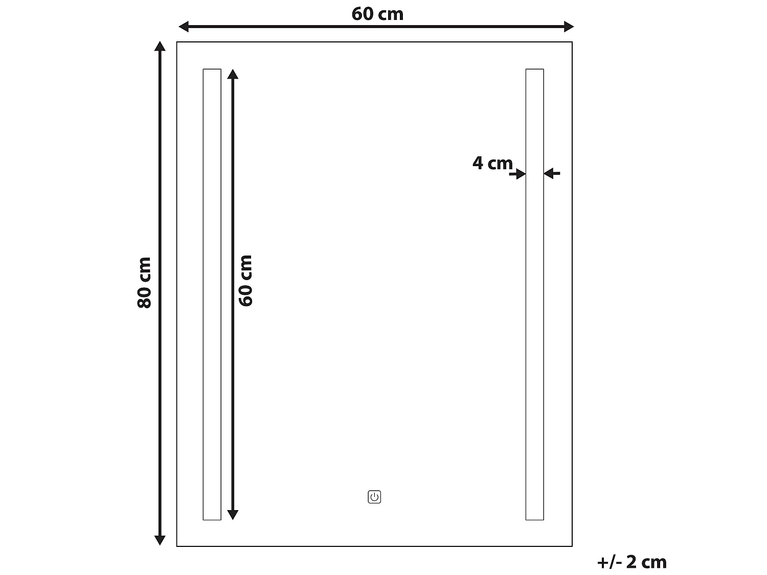 LED badkamerspiegel MARTINET 60 cm 80 cm Zilver