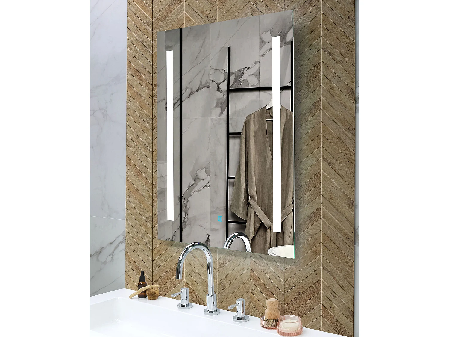 LED Bathroom Mirror MARTINET 60 cm 80 cm Silver