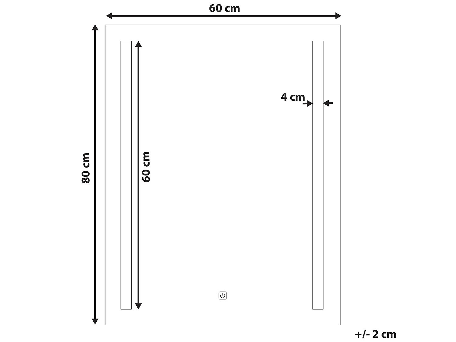 Lustro łazienkowe LED MARTINET 60 cm 80 cm Srebrny
