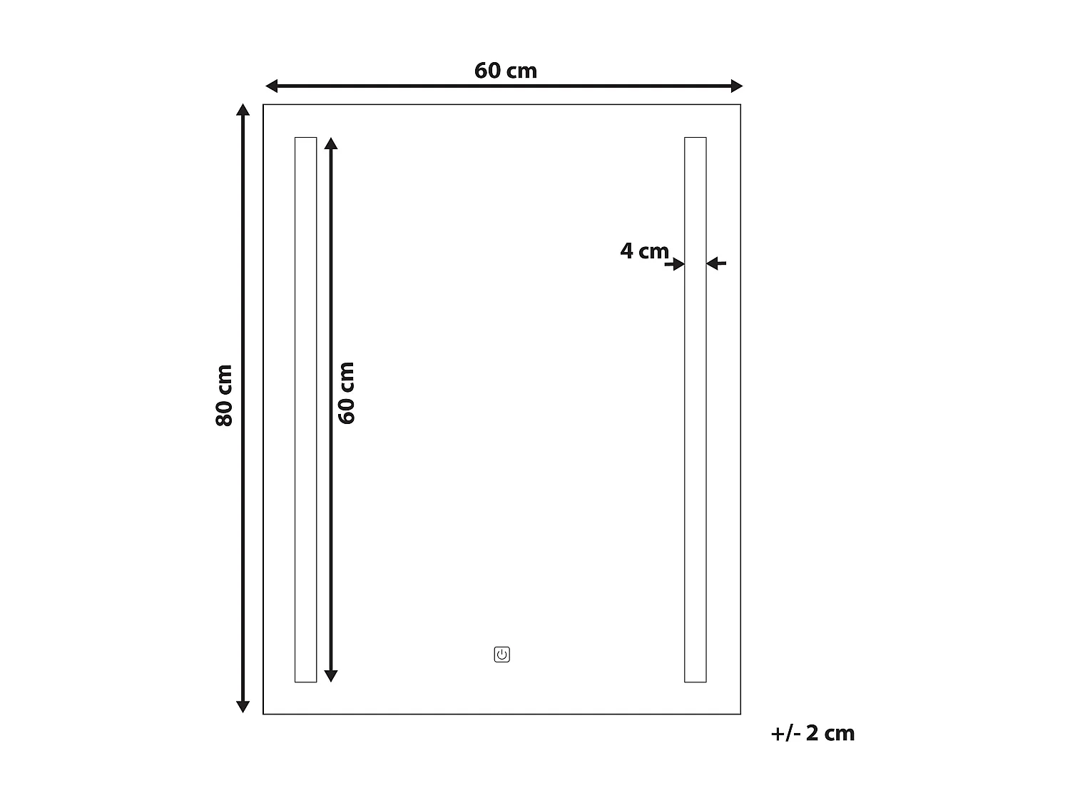 Miroir de salle de bain LED MARTINET 60 cm 80 cm Argenté