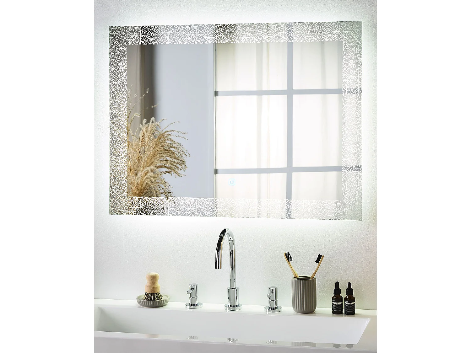 Miroir de salle de bain LED NEXON 80 cm 60 cm Argenté