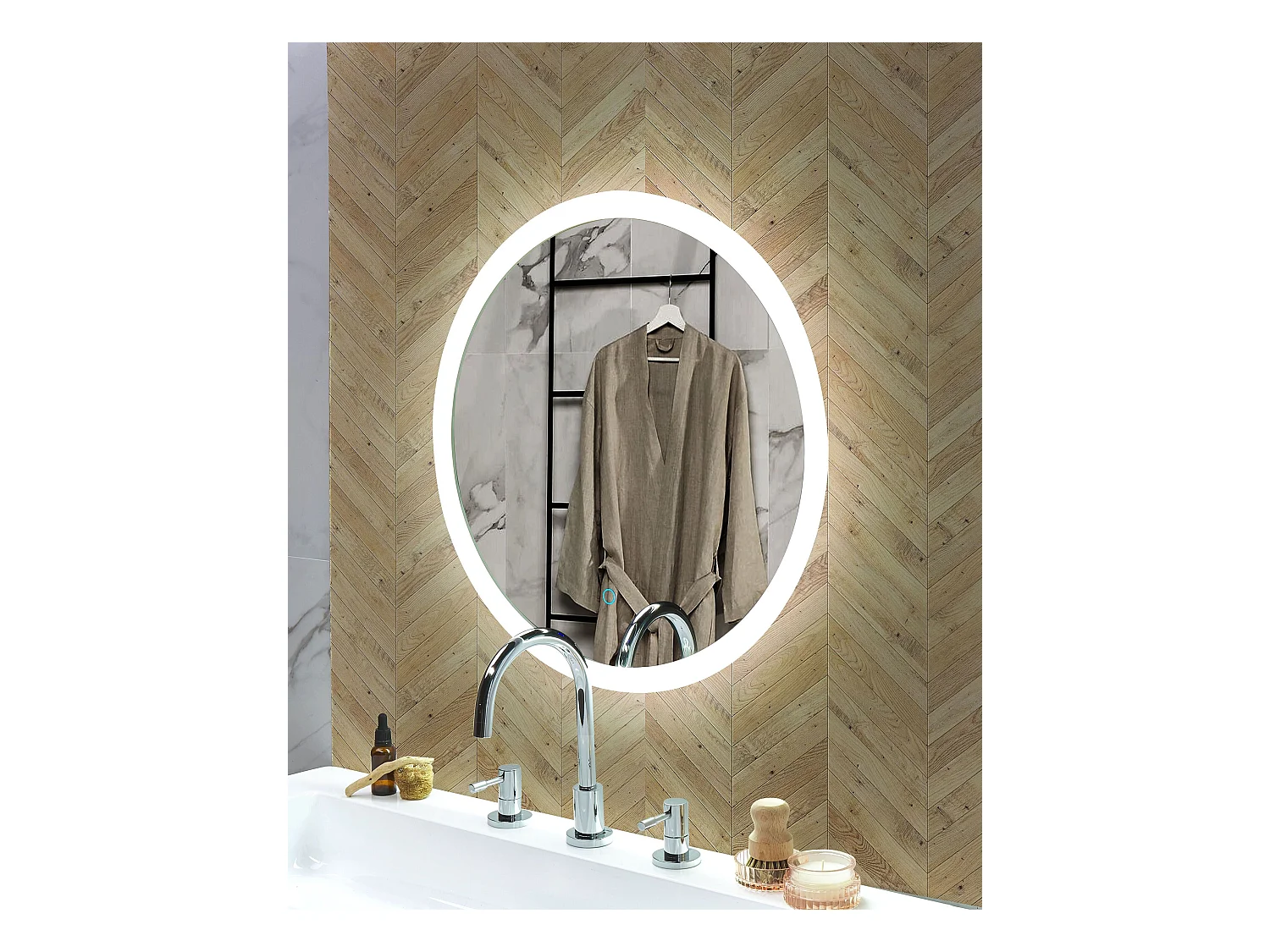 LED badkamerspiegel YSER 58 cm 58 cm Zilver