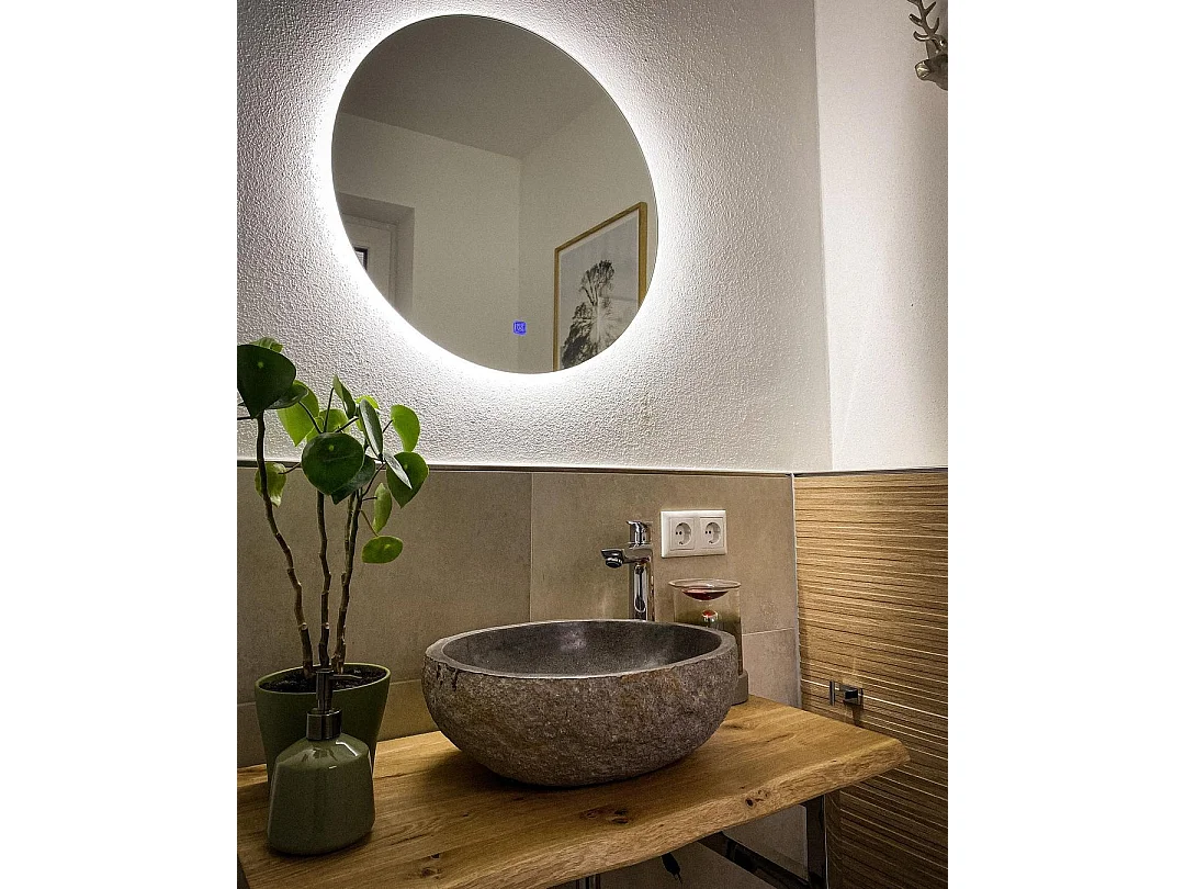 Miroir de salle de bain LED CALLAC 60 cm 60 cm Argenté