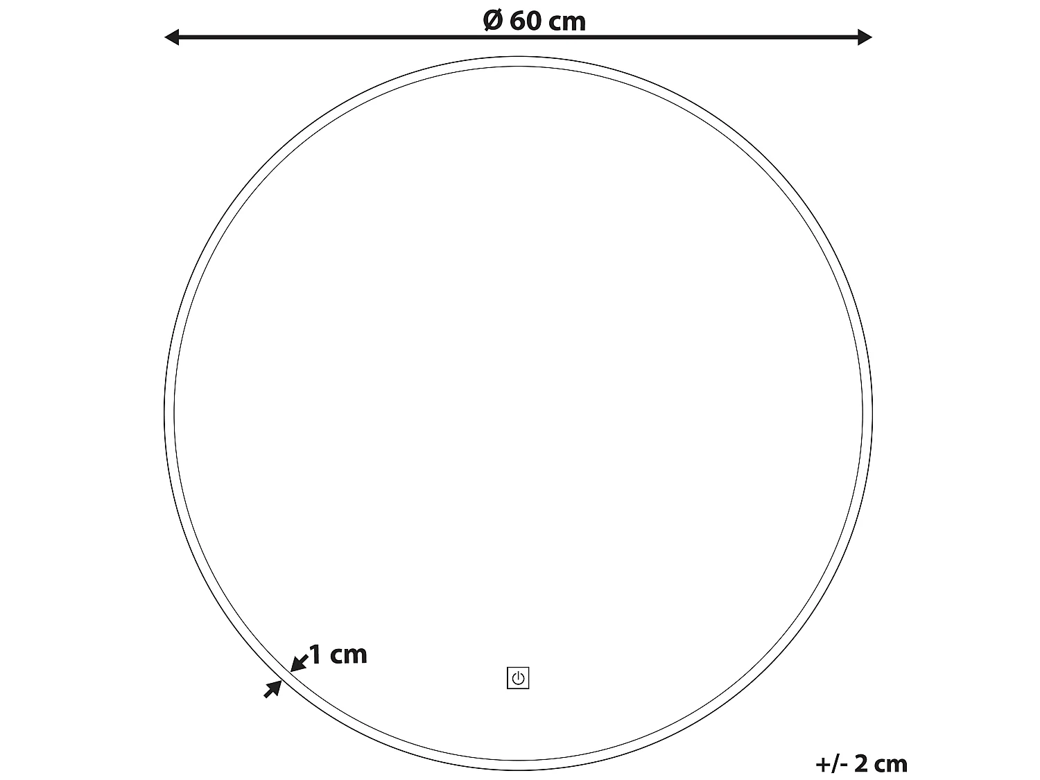 Badspiegel silber rund 60 cm LED-Licht Antibeschlagsystem Touch Sensor Callac