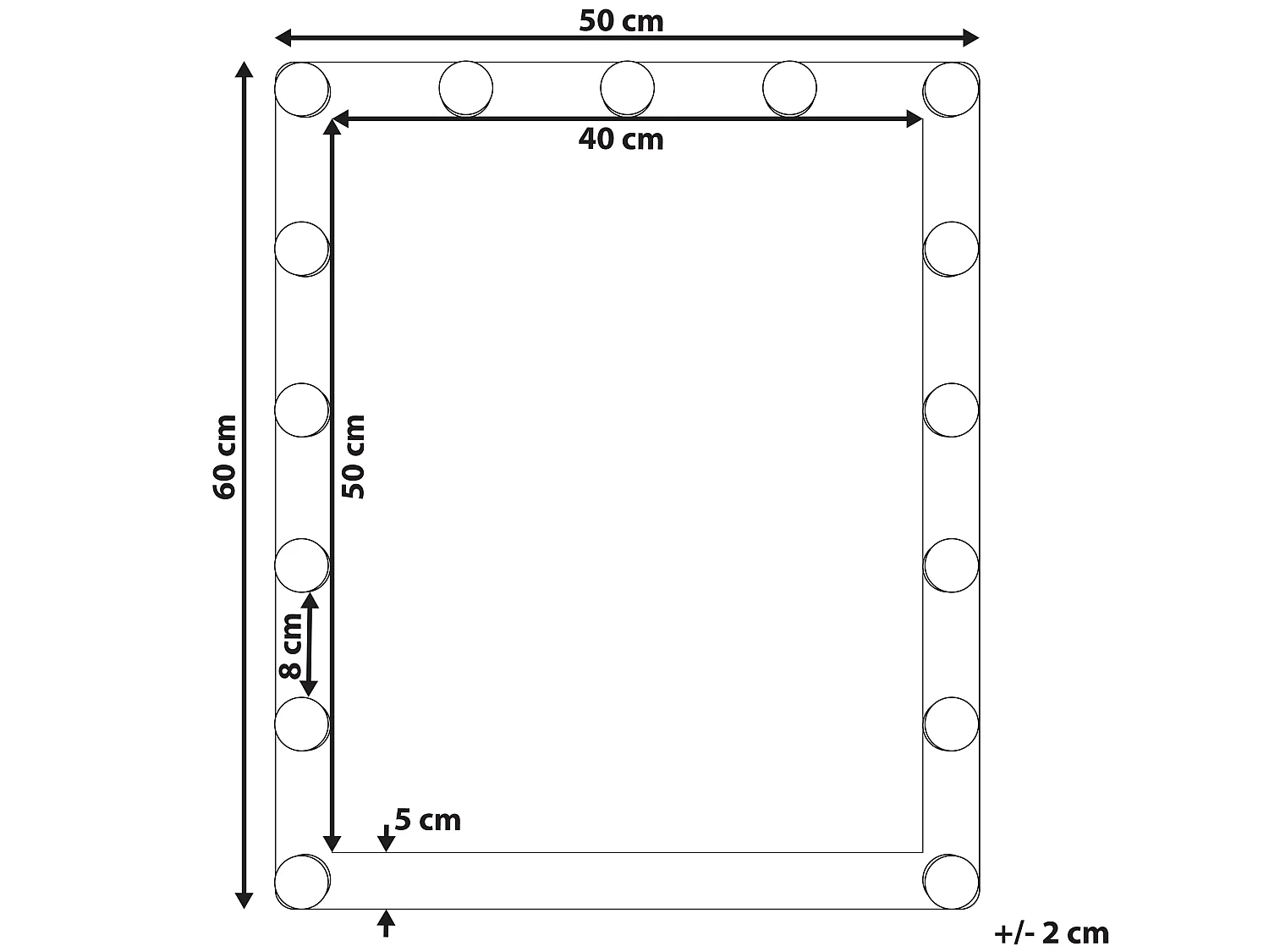 Espelho LED para casa de banho ODENAS 50 cm 60 cm Preto