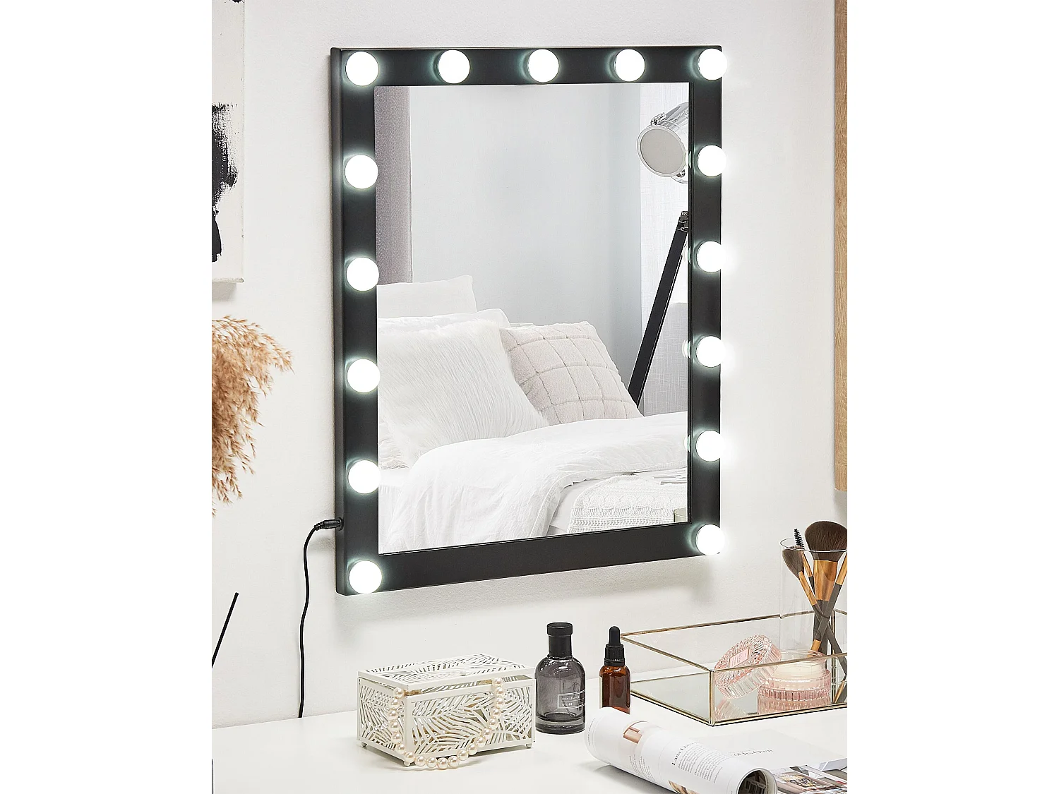 LED Bathroom Mirror ODENAS 50 cm 60 cm Black