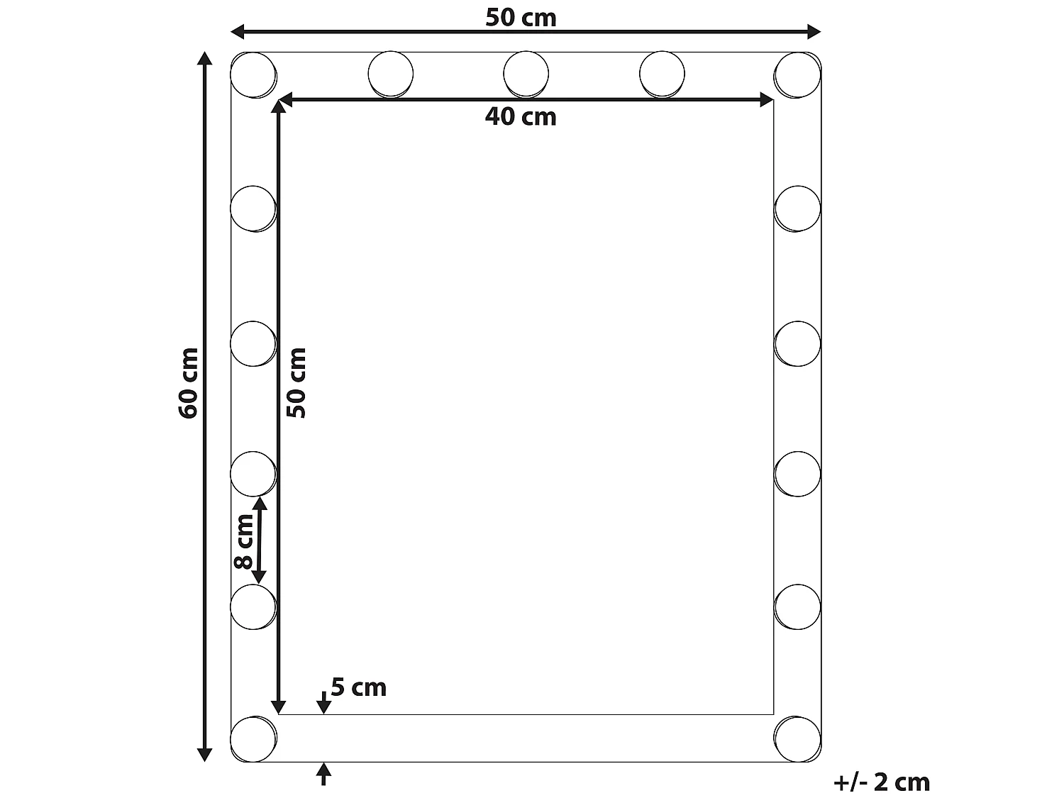 Espelho LED para casa de banho ODENAS 50 cm 60 cm Preto