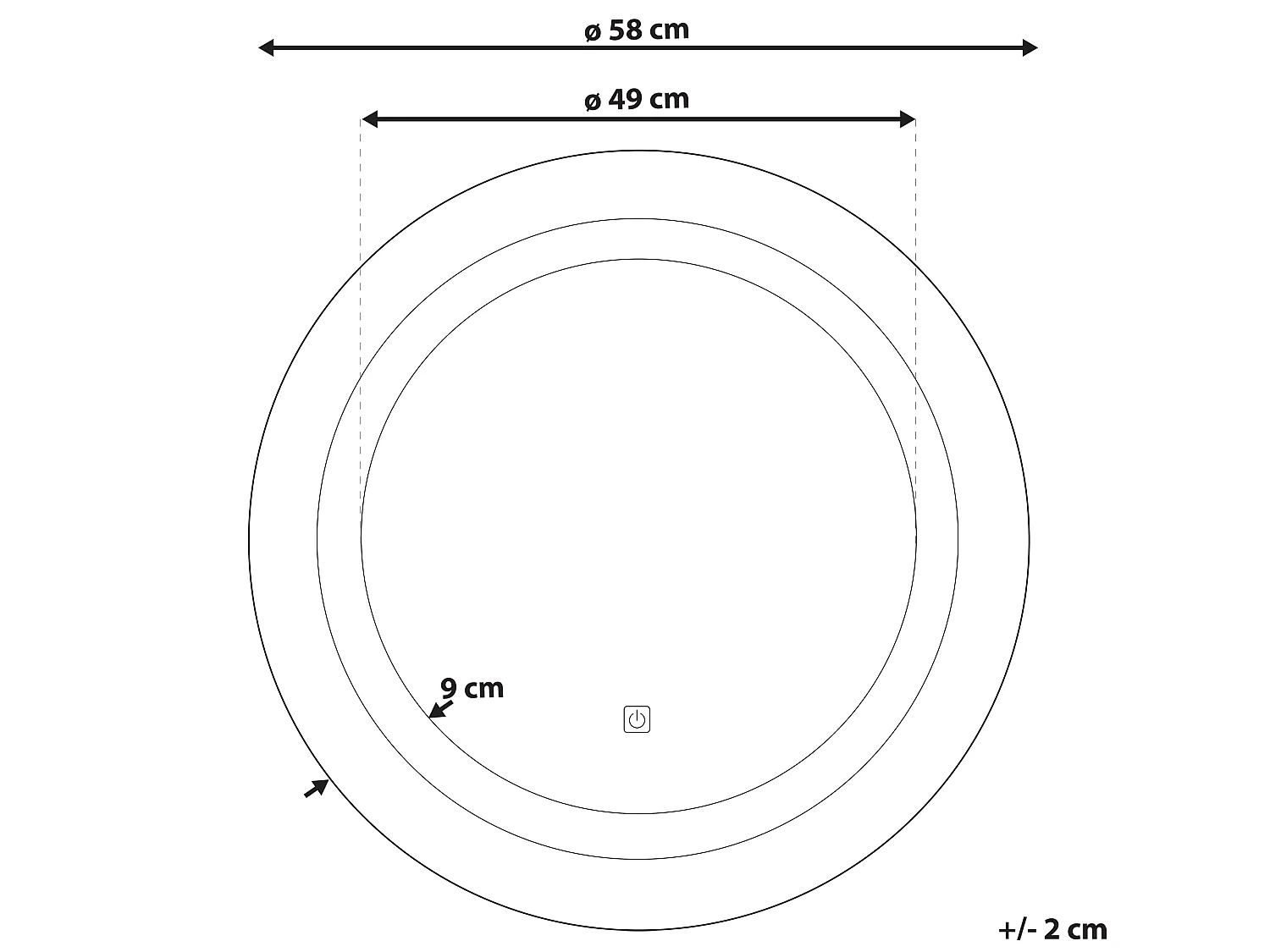 LED badkamerspiegel SELUNE 58 cm 58 cm Zilver