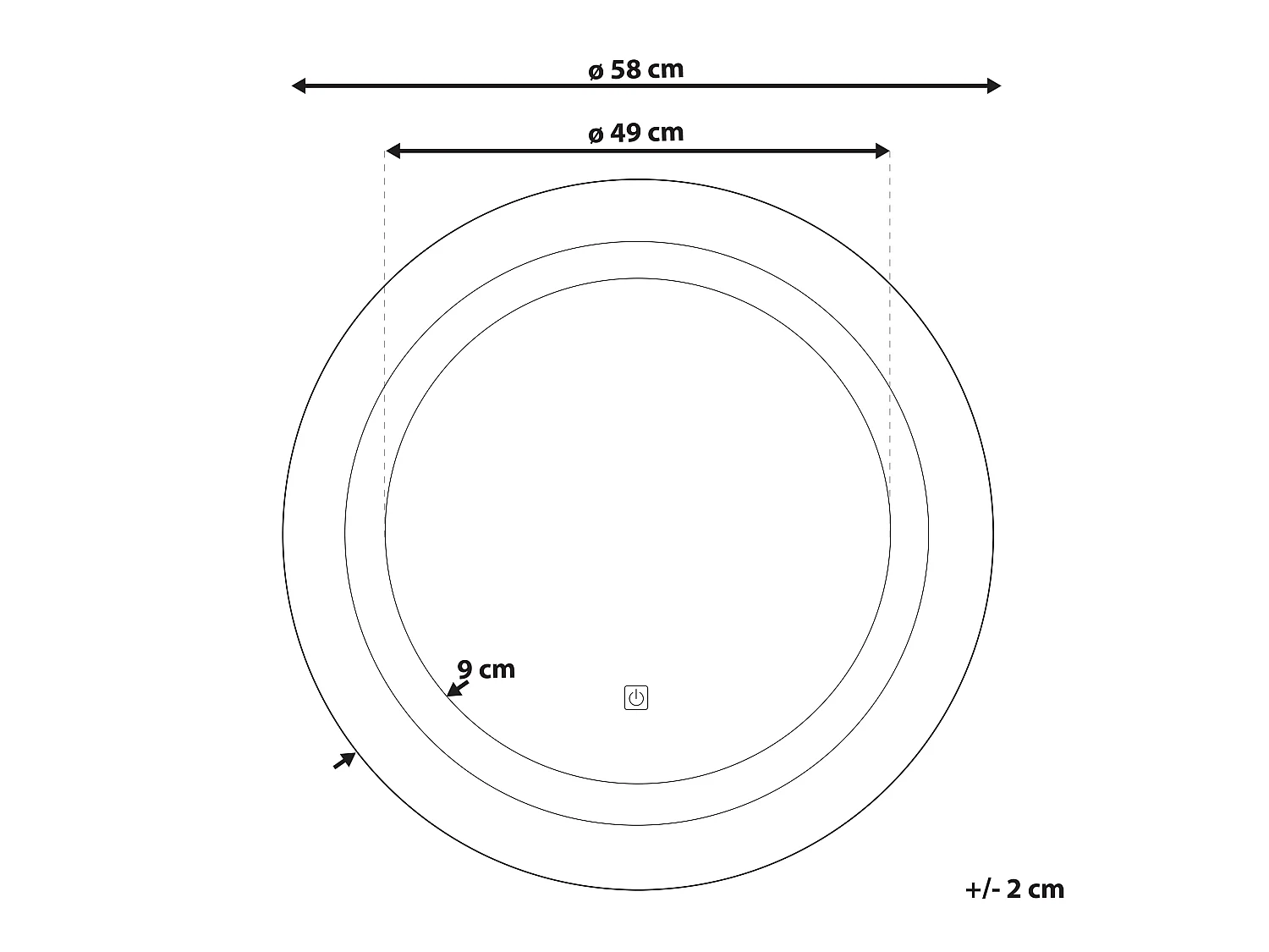 Espelho LED para casa de banho SELUNE 58 cm 58 cm Prateado