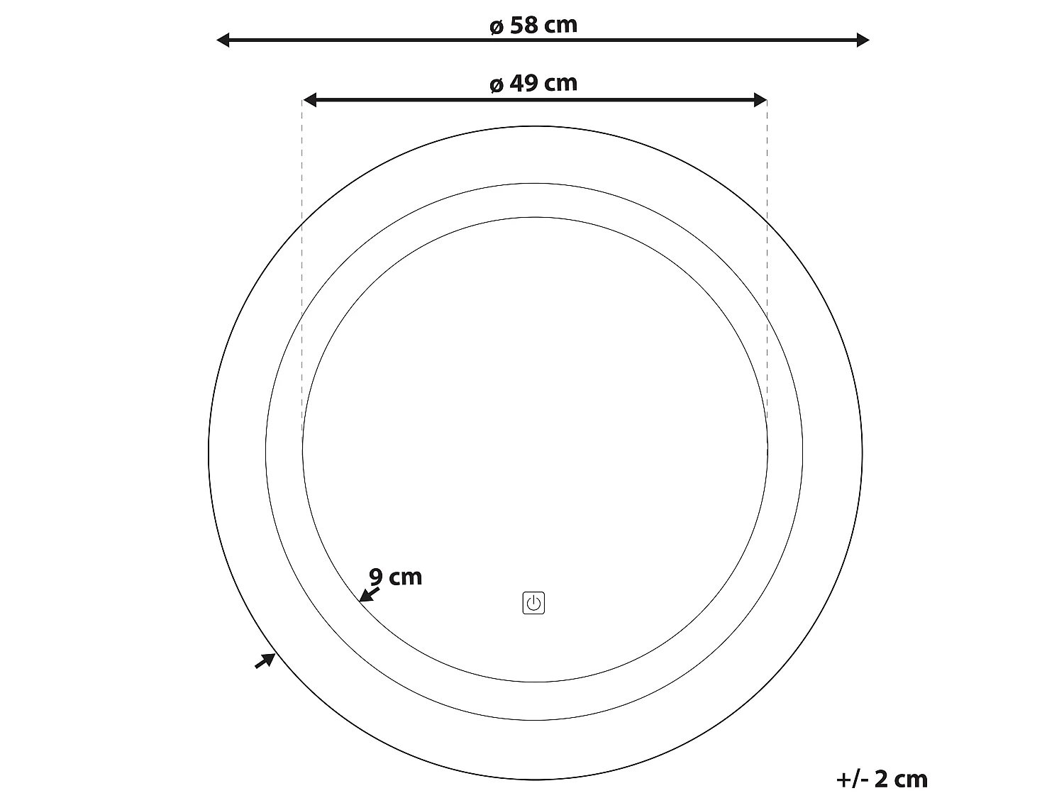 LED badkamerspiegel SELUNE 58 cm 58 cm Zilver