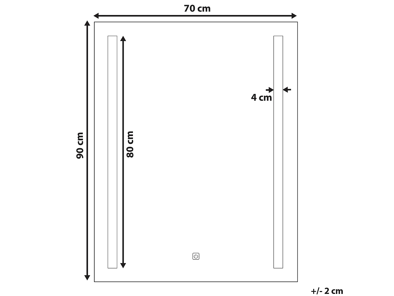 LED-Badezimmer-Spiegel MARTINET 70 cm 90 cm Silber