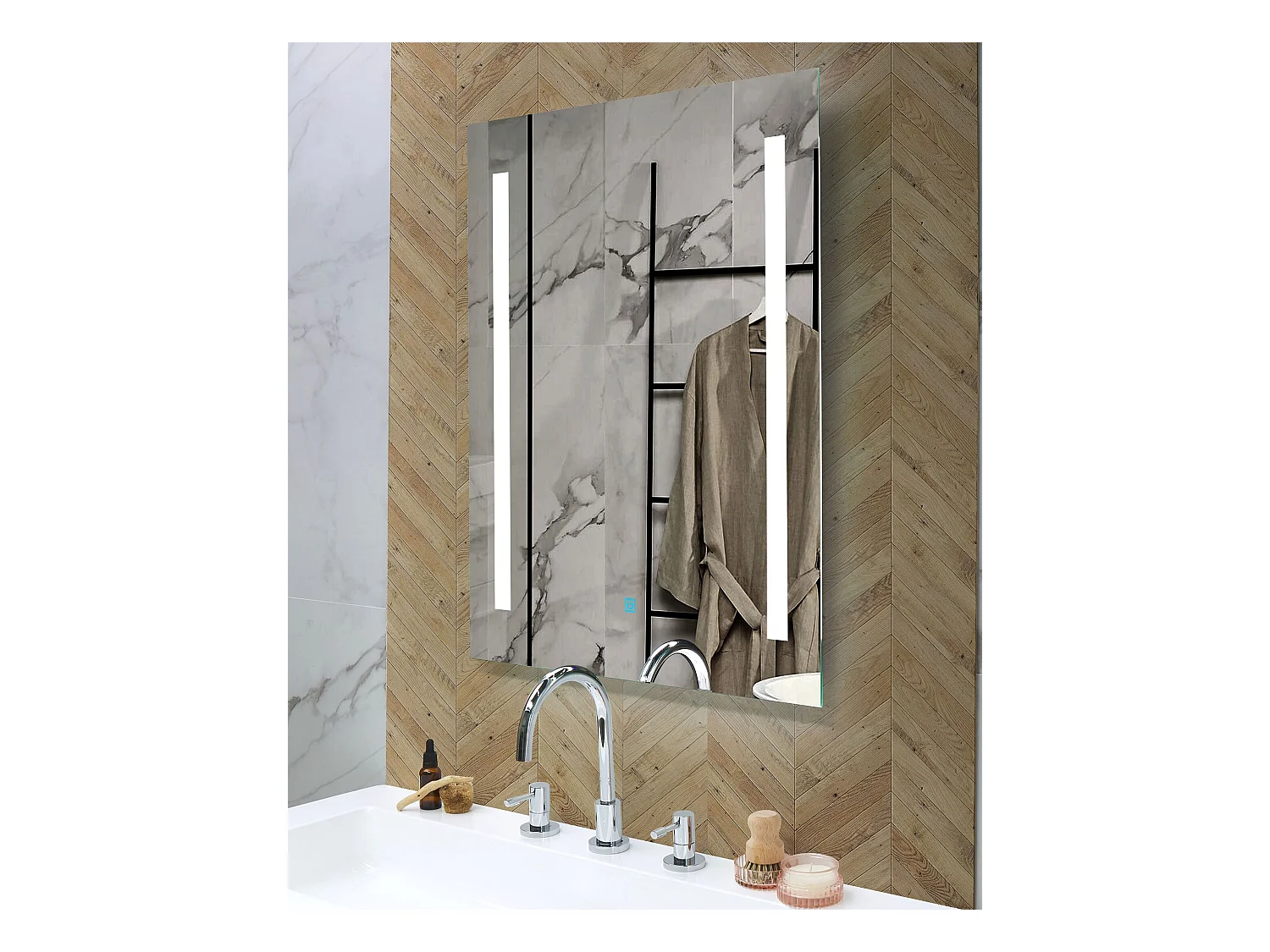 Miroir de salle de bain LED MARTINET 70 cm 90 cm Argenté