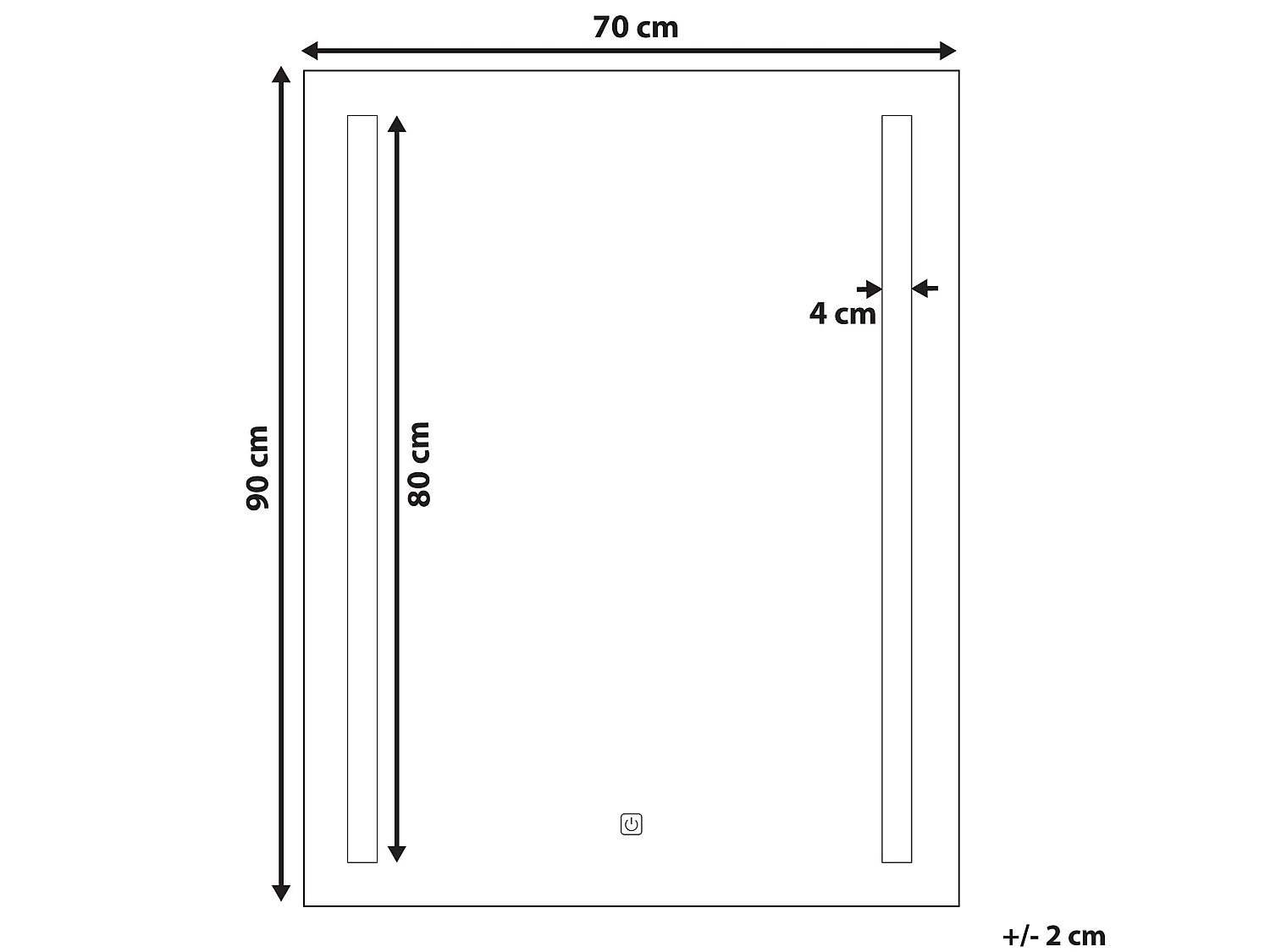 Lustro łazienkowe LED MARTINET 70 cm 90 cm Srebrny