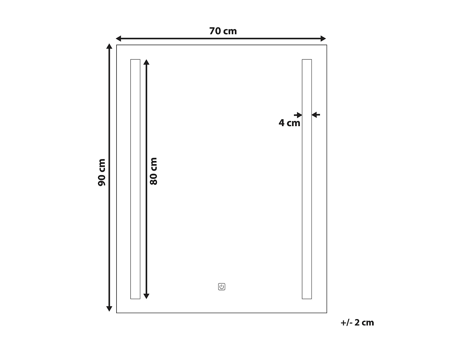 Miroir de salle de bain LED MARTINET 70 cm 90 cm Argenté