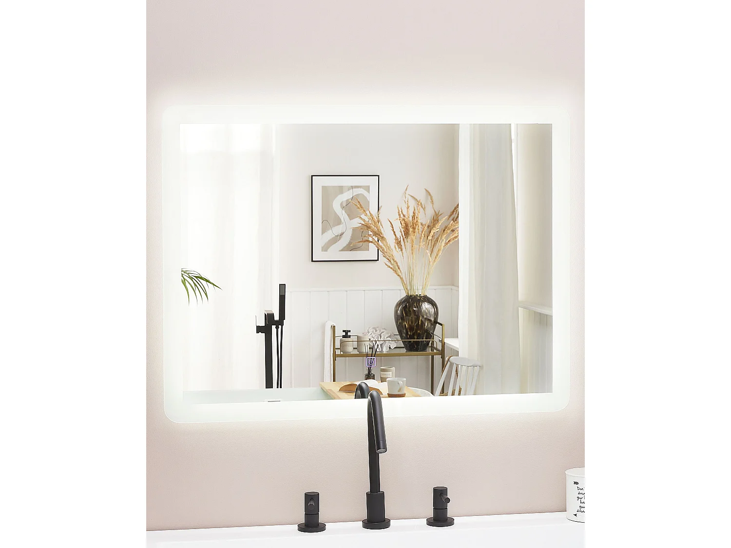 Miroir de salle de bain LED CORROY 80 cm 60 cm Argenté