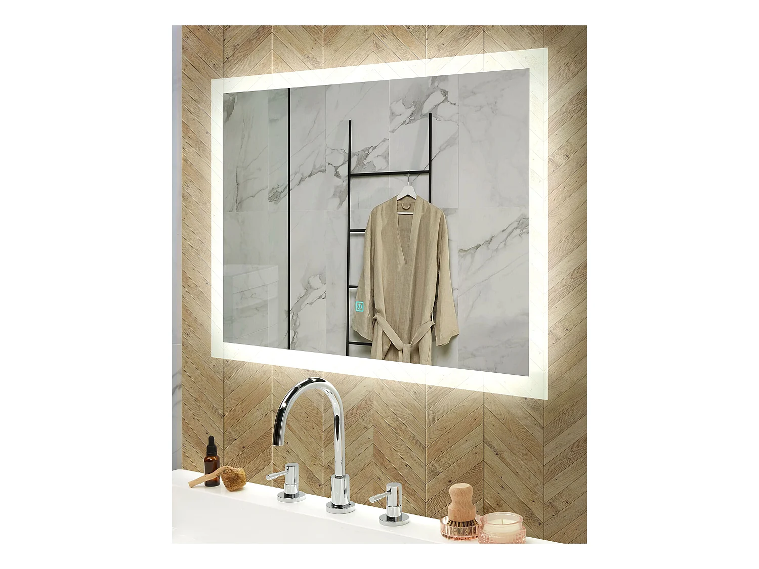 Miroir de salle de bain LED ADOUR 80 cm 60 cm Argenté