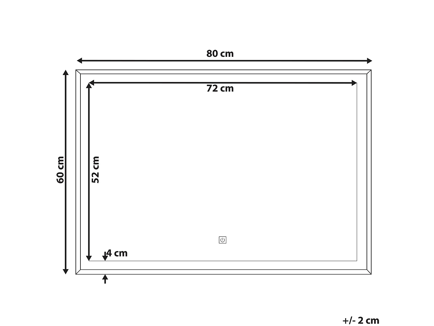 Badspiegel mit LED-Beleuchtung Touch-Sensor rechteckig 80 x 60 cm Argens