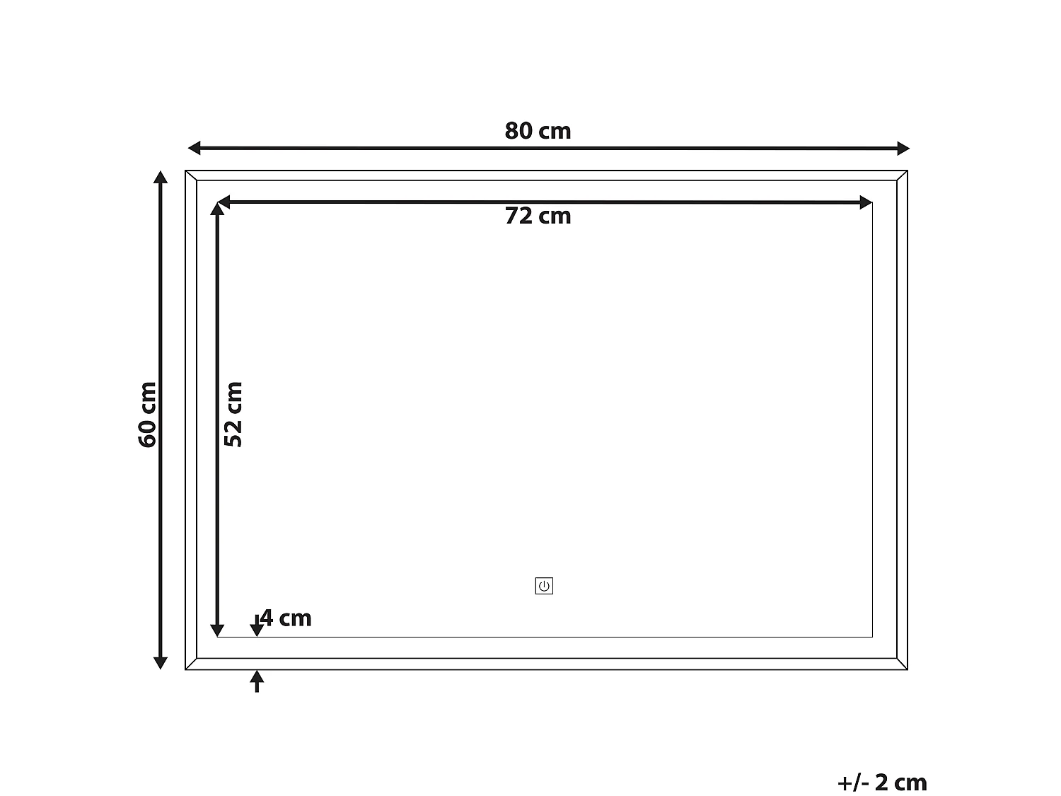 Miroir de salle de bain LED ARGENS 80 cm 60 cm Argenté
