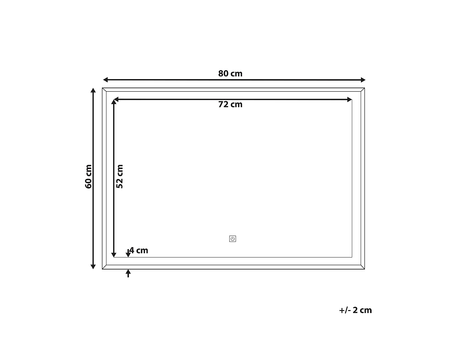Miroir de salle de bain LED ARGENS 80 cm 60 cm Argenté