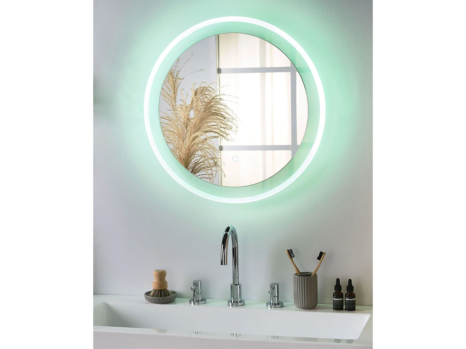 Miroir de salle de bain LED BRINAY 58 cm 58 cm Argenté