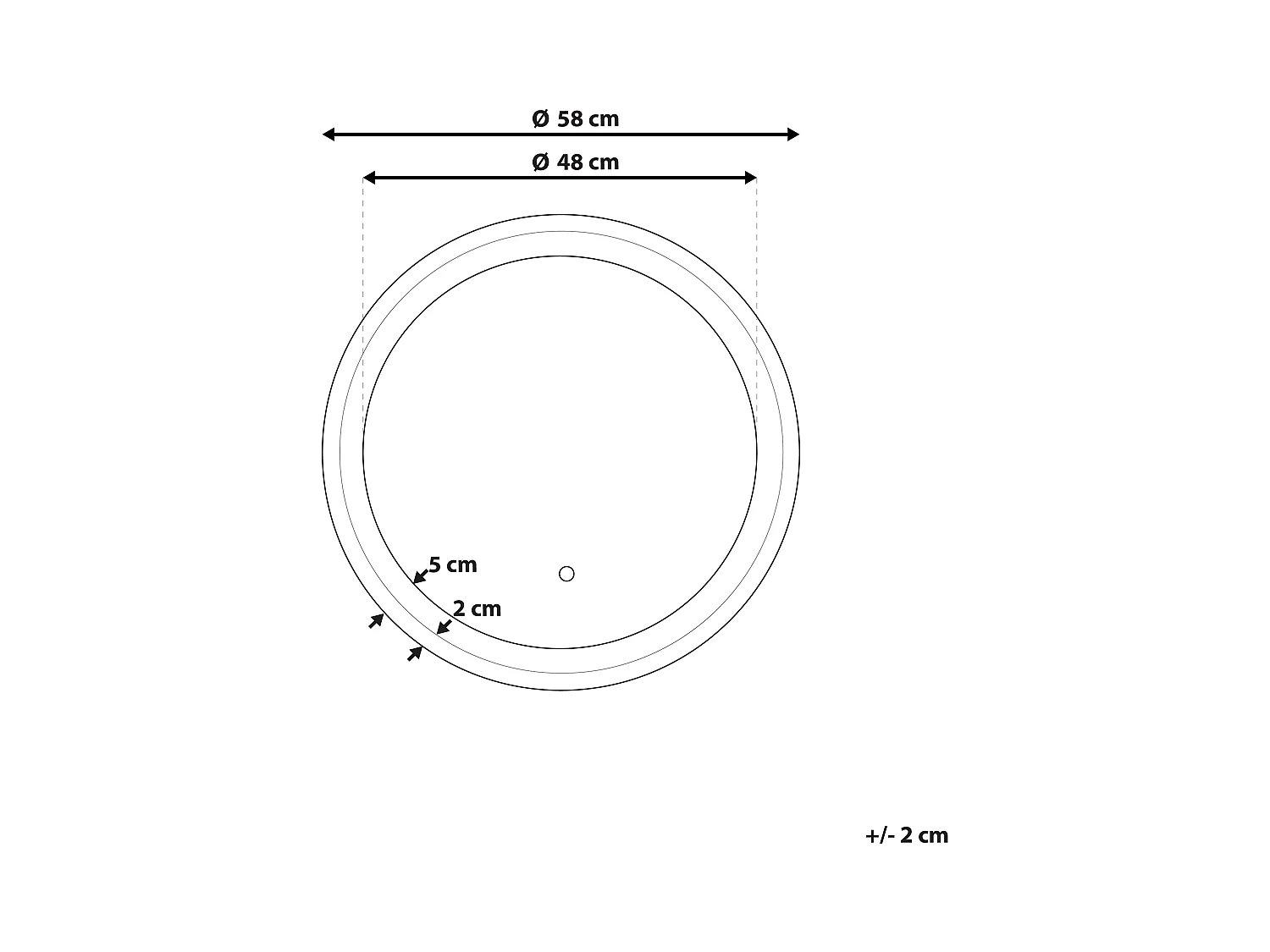 Moderner Badspiegel mit LED-Beleuchtung rund 58 cm Antibeschlagsystem Brinay