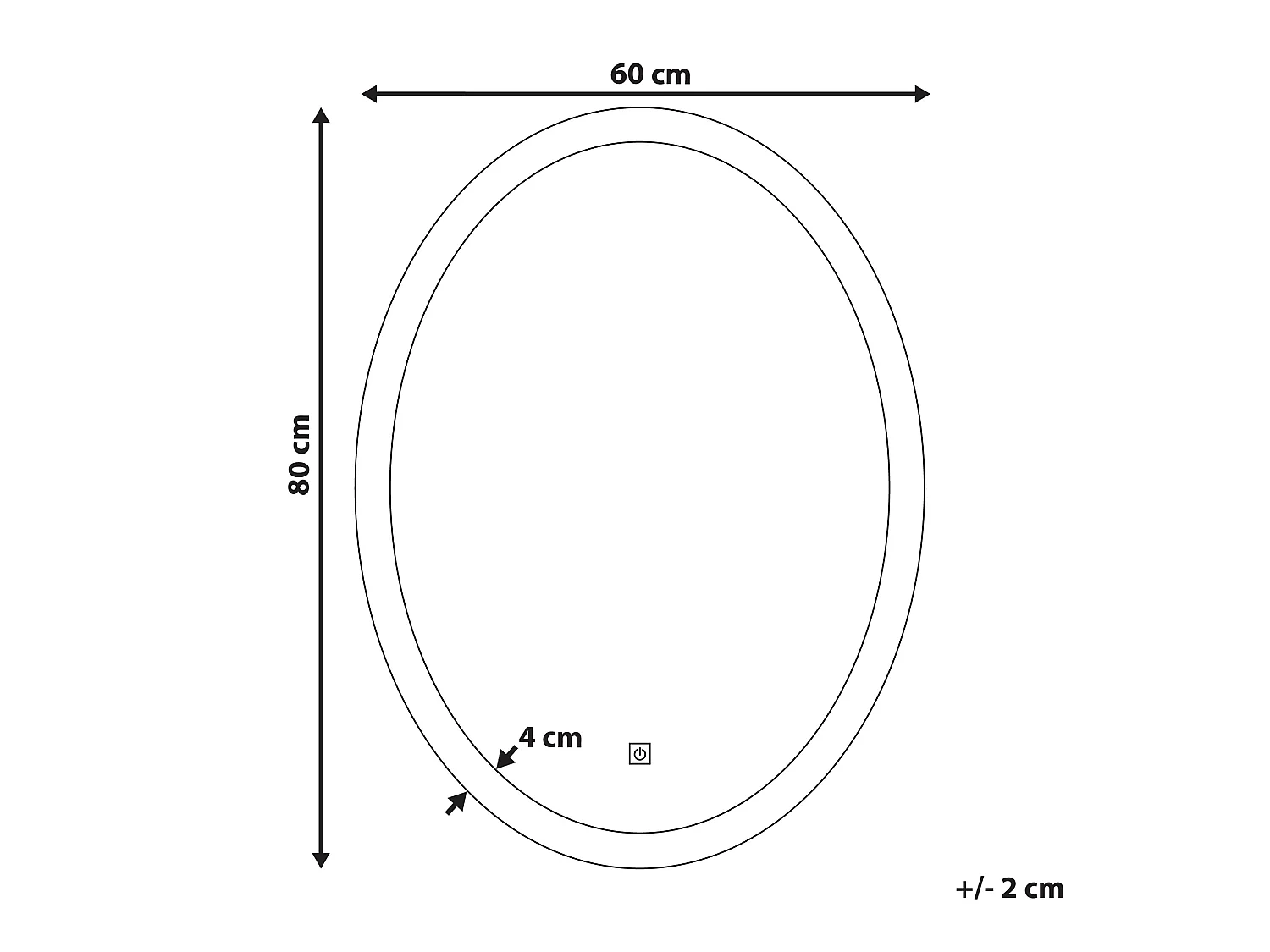 LED badkamerspiegel VIRIAT 60 cm 80 cm Zilver