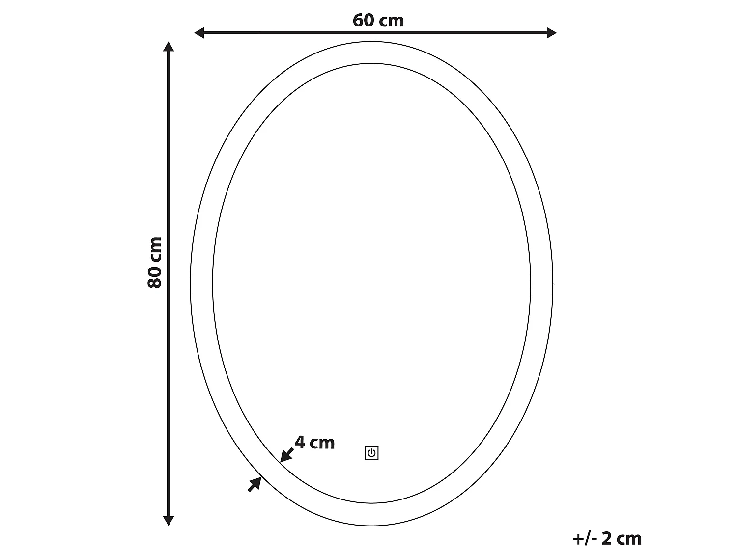 Specchio da bagno con luce LED VIRIAT 60 cm 80 cm Argento