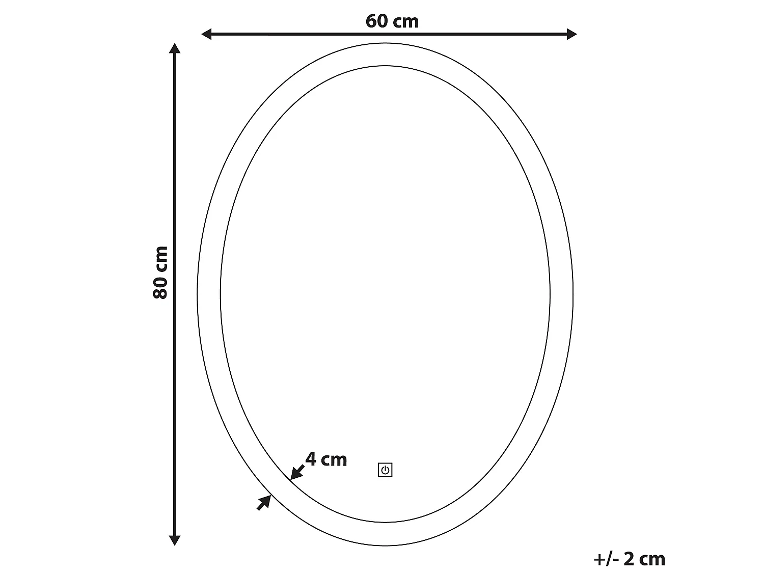 Specchio da bagno con luce LED VIRIAT 60 cm 80 cm Argento