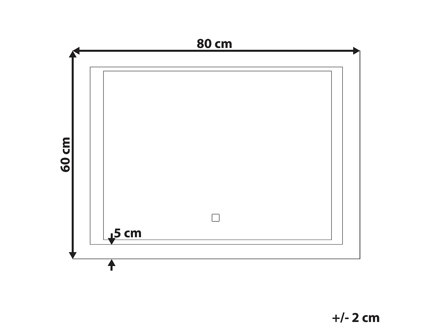 Miroir de salle de bain LED EYRE 80 cm 60 cm Argenté