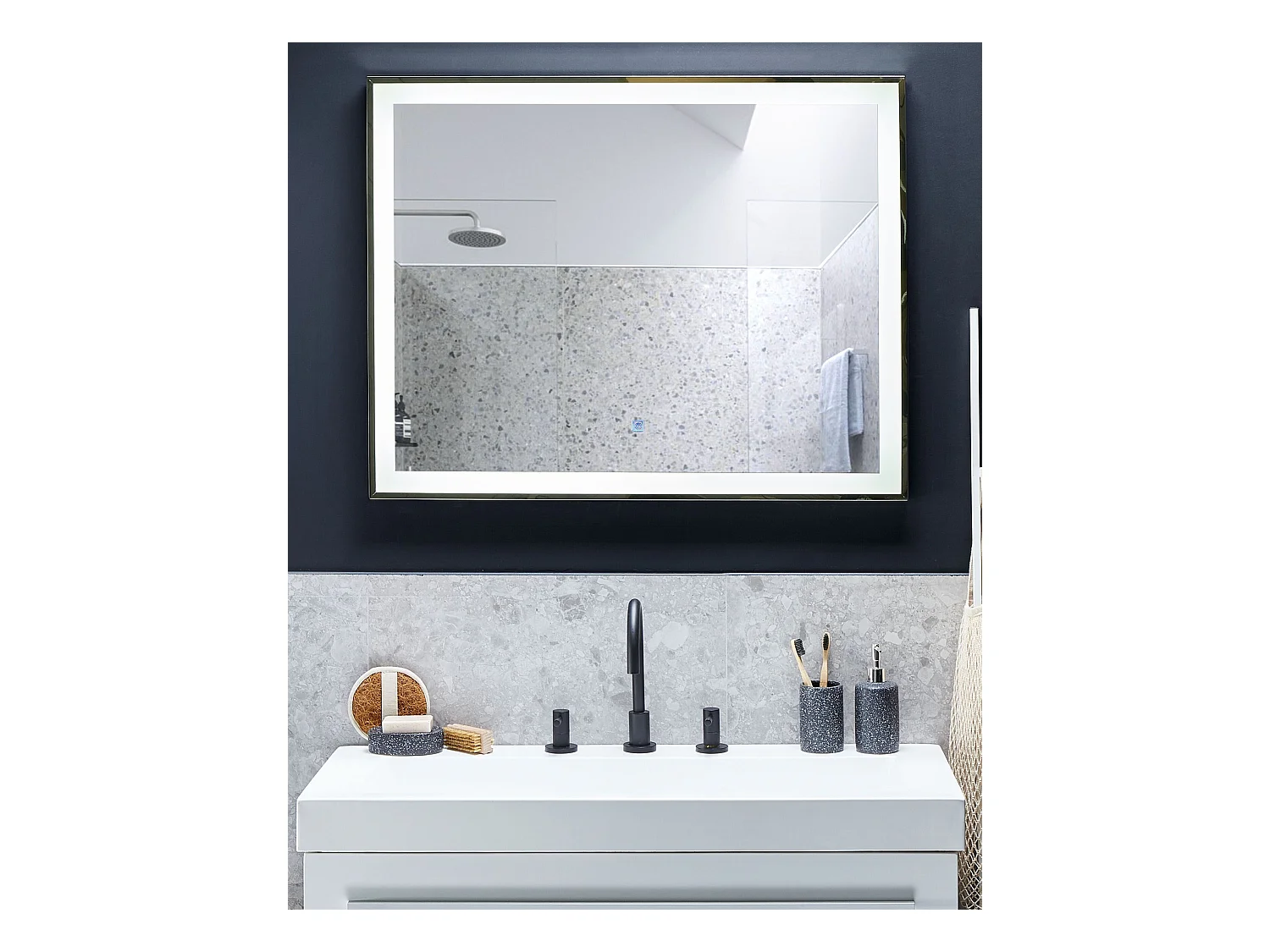 LED badkamerspiegel ARGENS 90 cm 70 cm Zilver