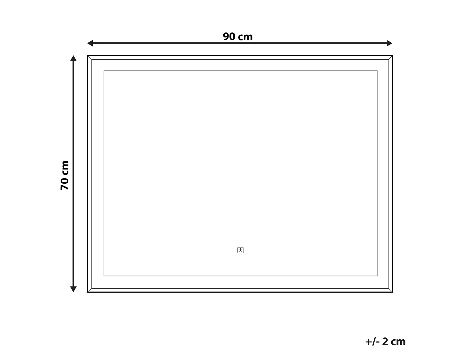 LED badkamerspiegel ARGENS 90 cm 70 cm Zilver